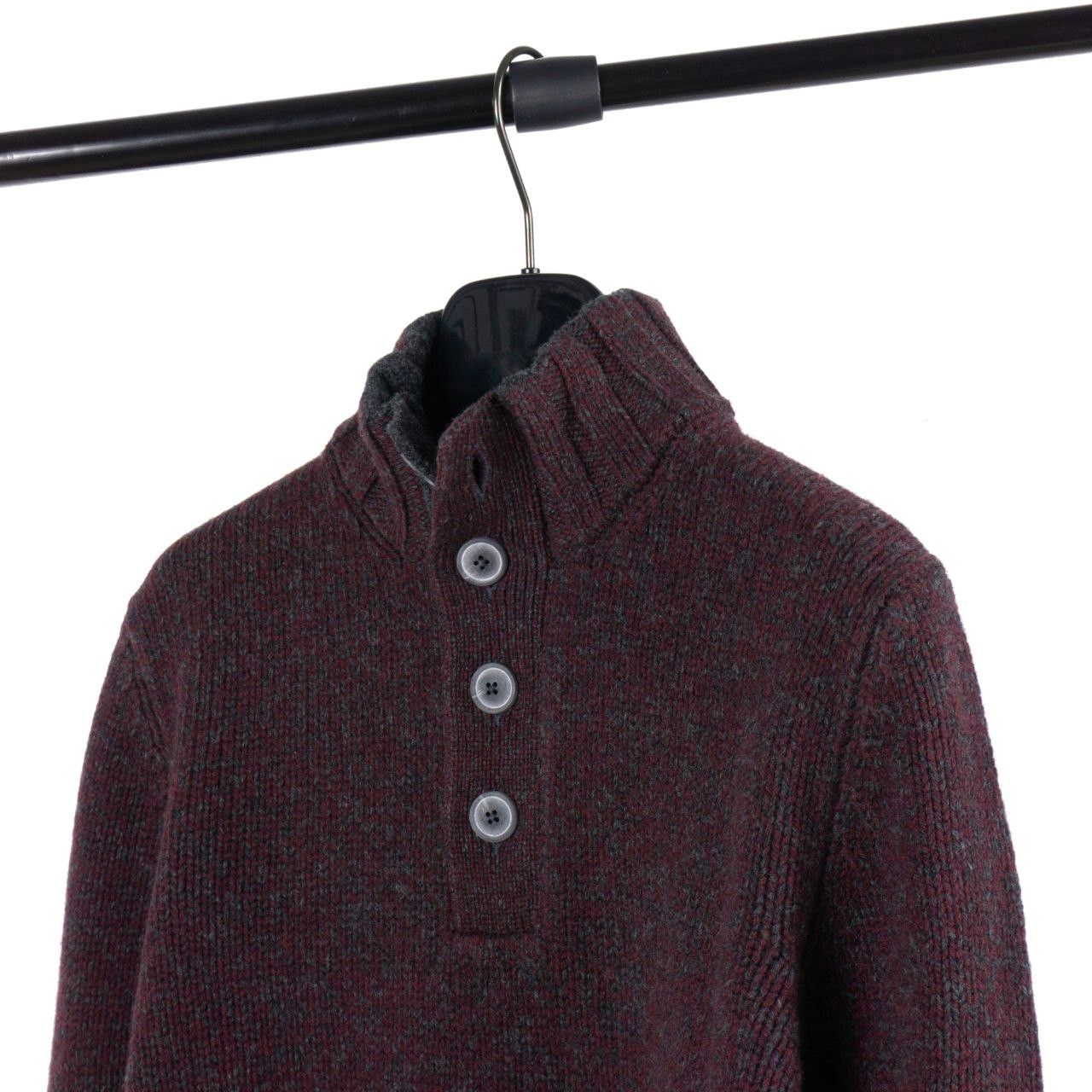 image of Wool Turtleneck Sweater With Buttons By Gran Sasso: in Burgundy, Men's (Size Medium)