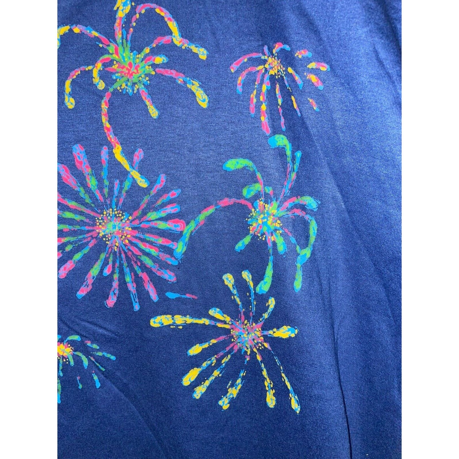 Jerzees Vintage Fireworks Shirt Jerzees Blue Splatter July 4th 80s L Size US L / EU 52-54 / 3 - 5 Thumbnail