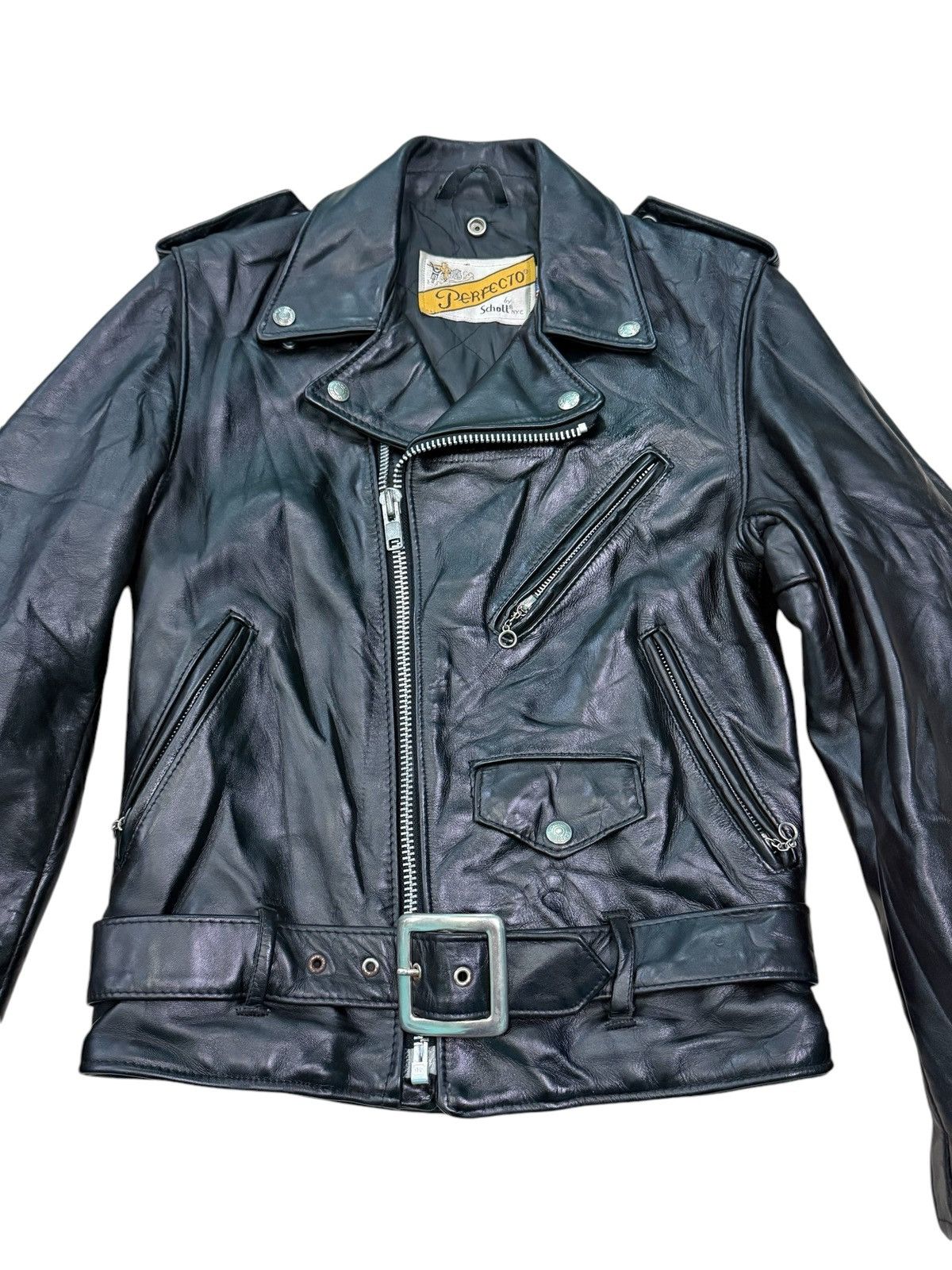 Schott RARE VINTAGE SCHOOT PERFECTO DOUBLE LEATHER RIDERS JACKET Size XS / US 0-2 / IT 36-38 - 3 Thumbnail