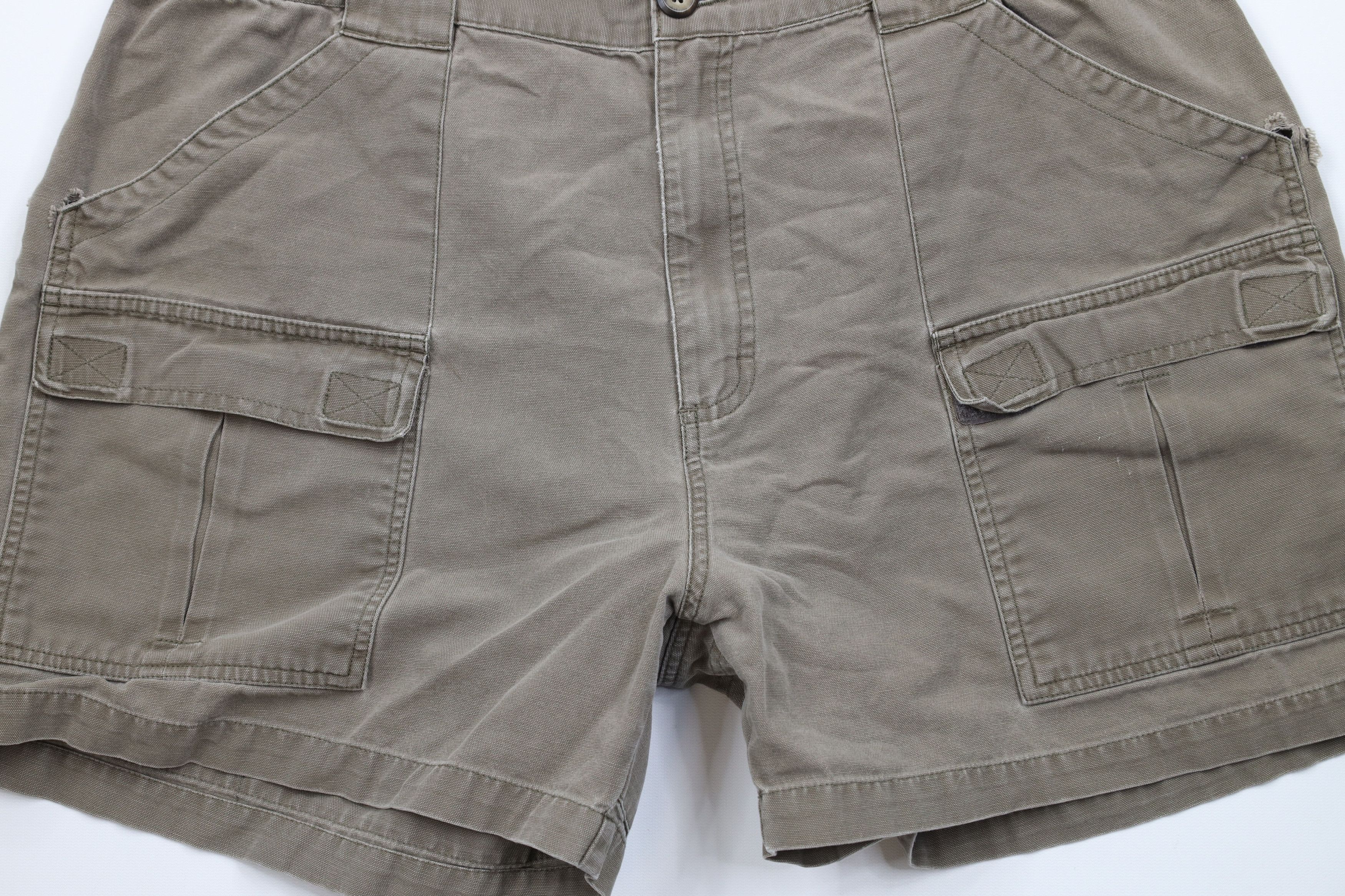 Cabelas × Vintage Vintage 90s Cabelas Canvas Above Knee Cargo Shorts Brown Size US 40 / EU 56 - 3 Thumbnail