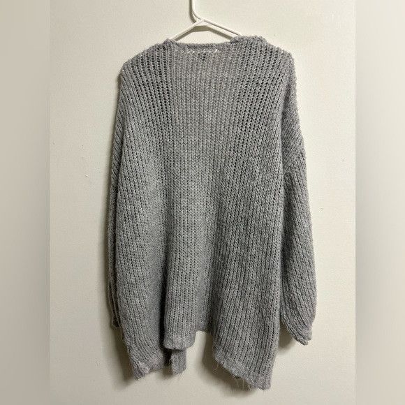 American Eagle Outfitters Aerie Grey Open Knit Cardigan Size M / US 6-8 / IT 42-44 - 2 Thumbnail