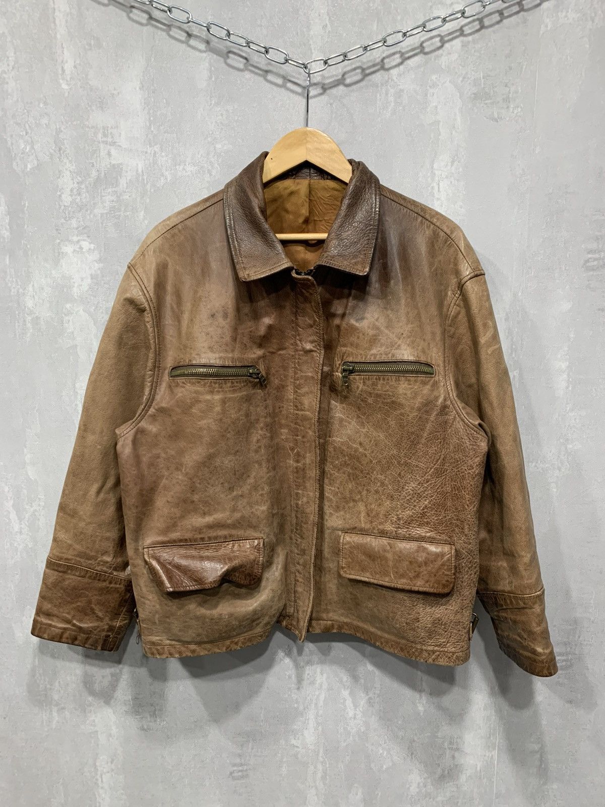 Leather Jacket × Retro Jacket × Streetwear Vintage Leather Jacket 