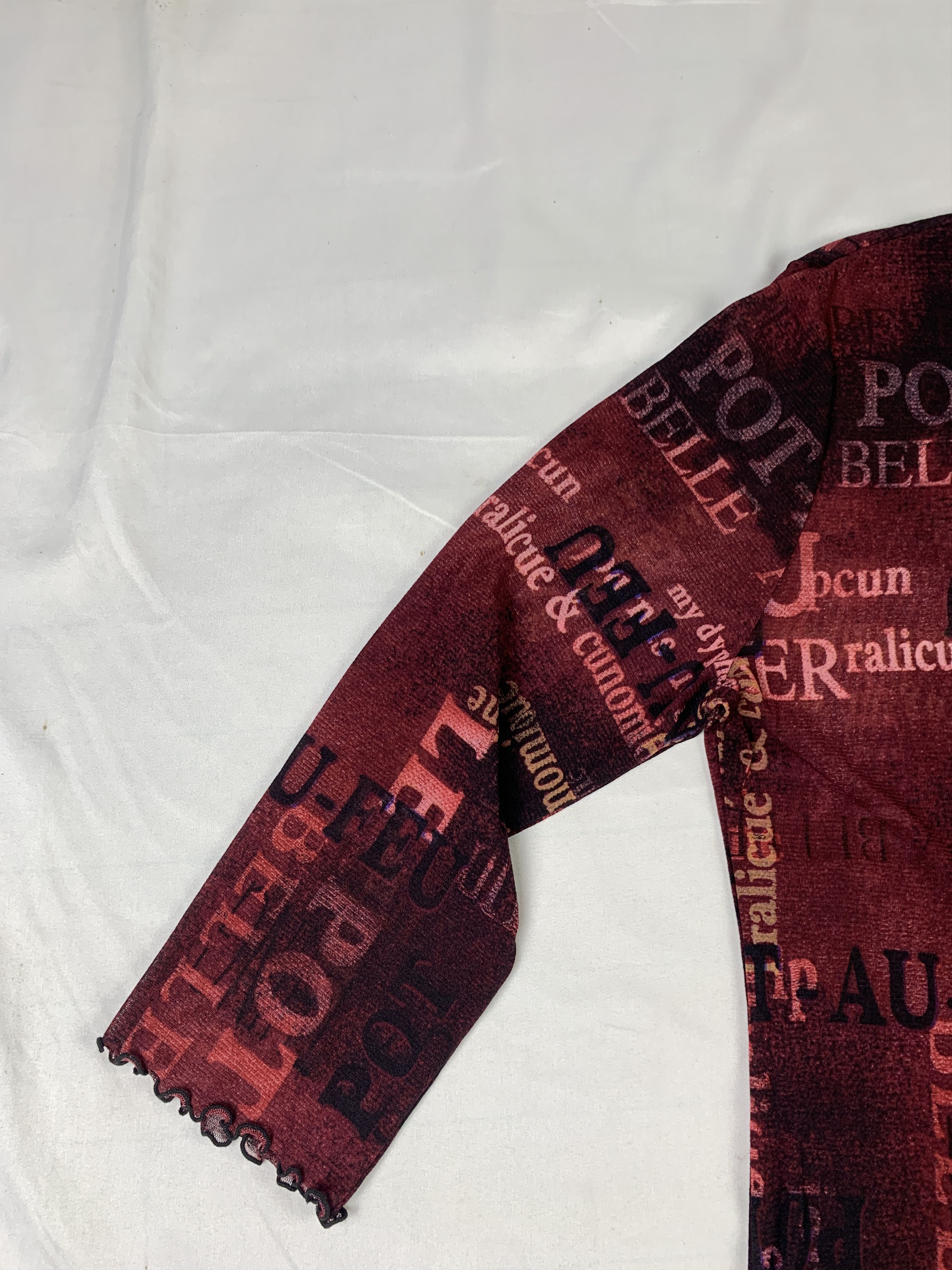 Japanese Brand Almane Word Printed Mesh Top (M to L) Size L / US 10 / IT 46 - 4 Thumbnail