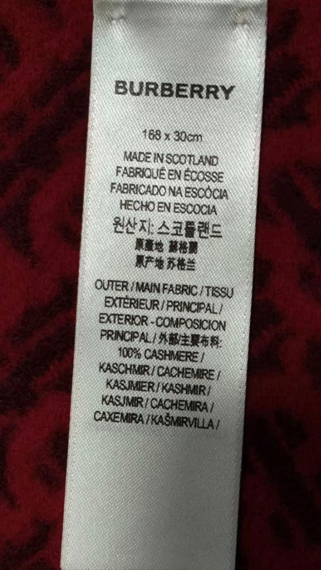 Burberry Burberry TB Allover Print Cashmere Scarf Red Size ONE SIZE - 5 Thumbnail