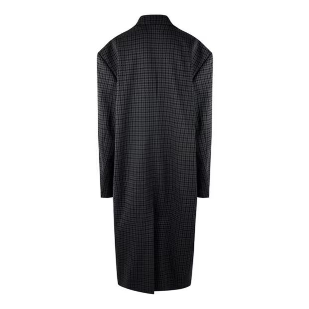 Balenciaga o1g2r1mq0924 Oversized Houndstooth Coats in Grey Size S / US 4 / IT 40 - 2 Thumbnail
