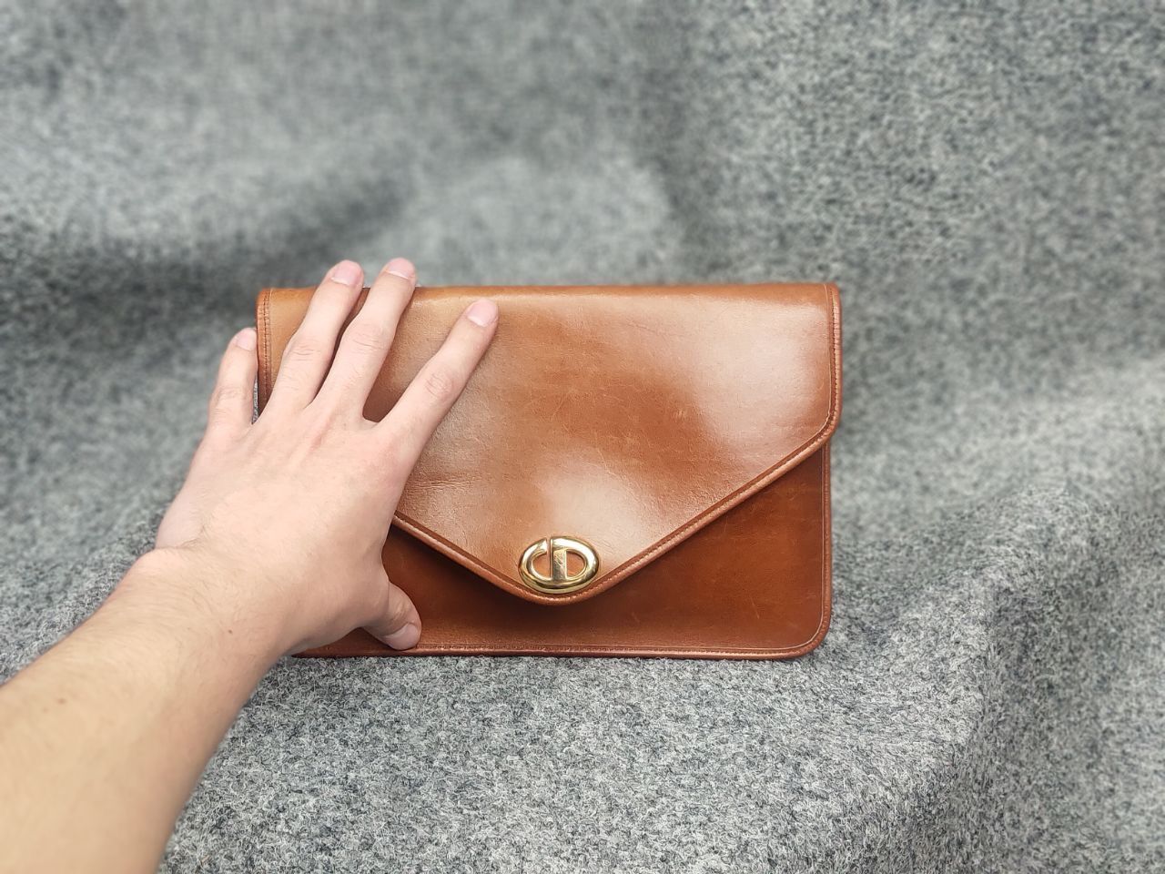 Dior Christian Dior Vintage 80s Envelope Clutch Brown Leather Bag Size ONE SIZE - 3 Thumbnail