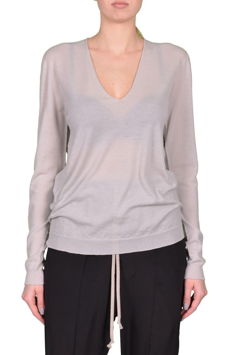 Rick Owens Last Size Rick Owens Grey Merino Wool V-Neck Sweater Size S / US 4 / IT 40 - 4 Thumbnail