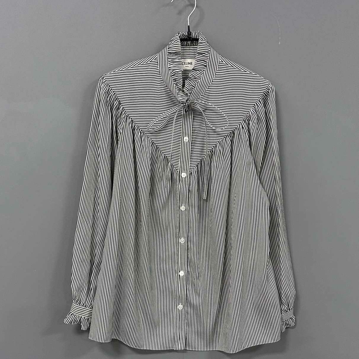 Celine Celine Silk Striped Button Up it_36 Women Size XS / US 0-2 / IT 36-38 - 1 Thumbnail