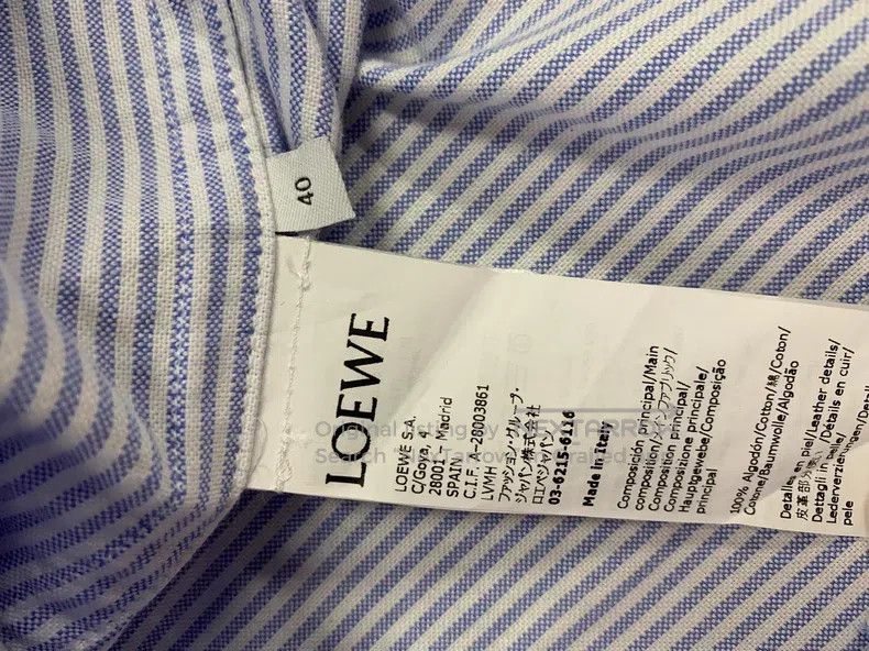 Loewe Loewe Embossed Leather Chest Pocket Striped Cotton Long Sl Size US XXS / EU 40 - 3 Thumbnail