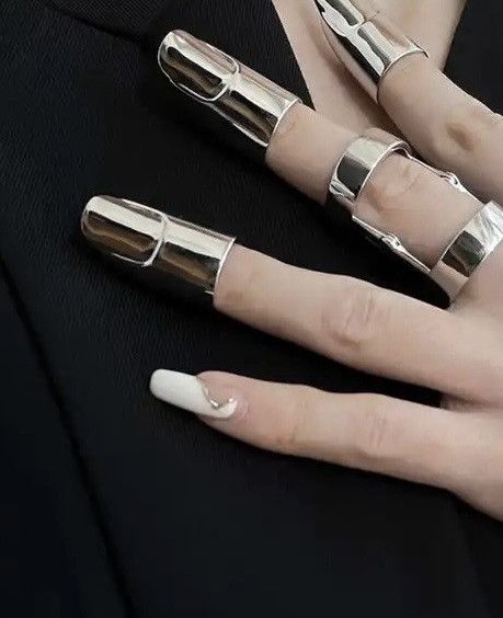 Jewelry Punk Gothic short Nail Cover Ring Size ONE SIZE - 1 Thumbnail