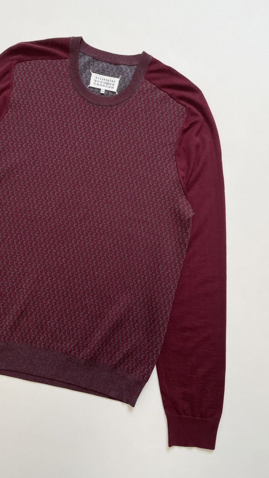 Maison Margiela A/W 13 Burgundy Patterned Wool Sweater Size US L / EU 52-54 / 3 - 6 Thumbnail