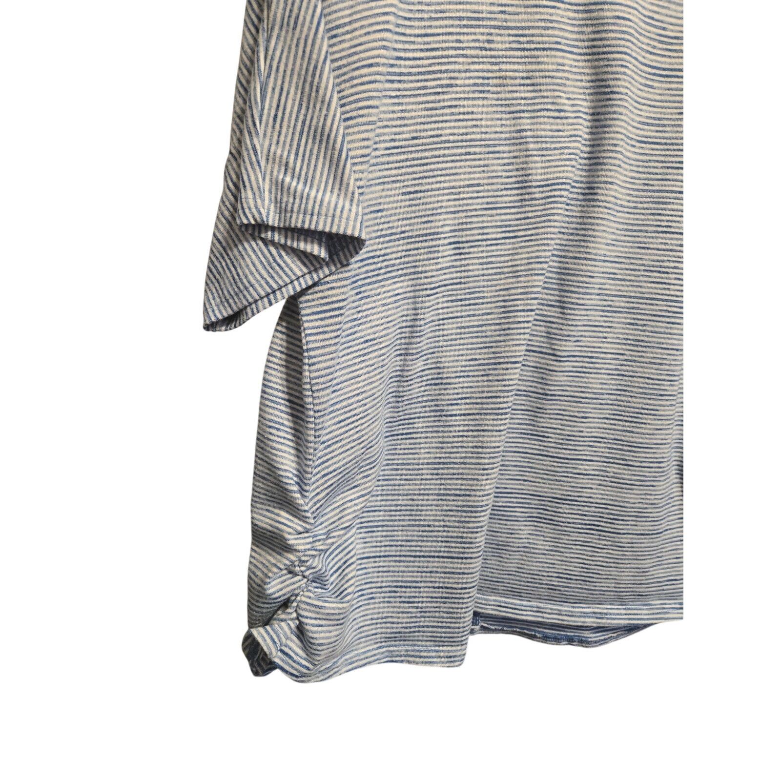 Croft & Barrow Croft & Barrow Blue White Striped Ruched Side Tee 1X Size XL / US 12-14 / IT 48-50 - 4 Thumbnail