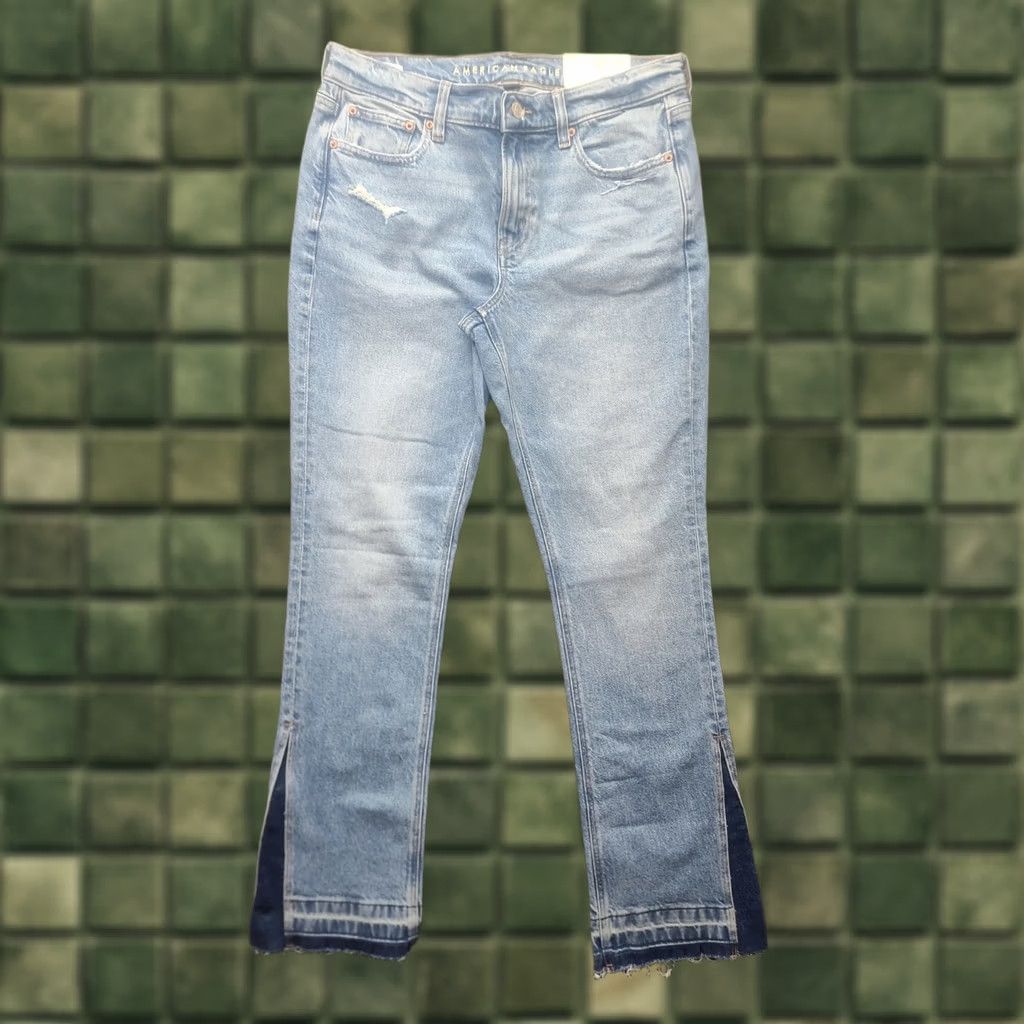 American Eagle Outfitters VINTAGE American Eagle Jeans Womens 10x32 90s Skinny Kick Flared Low Rise Stretch Jeans Blue Cotton Spandex Regular Inseam 32 Womens Size 32" / US 10 / IT 46 - 1 Thumbnail