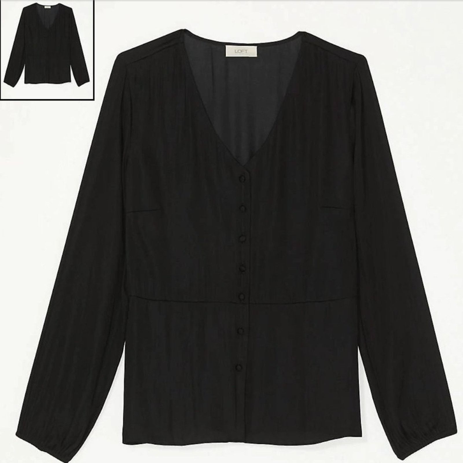 Loft LOFT Black Covered Button Blouse Size S / US 4 / IT 40 - 2 Thumbnail