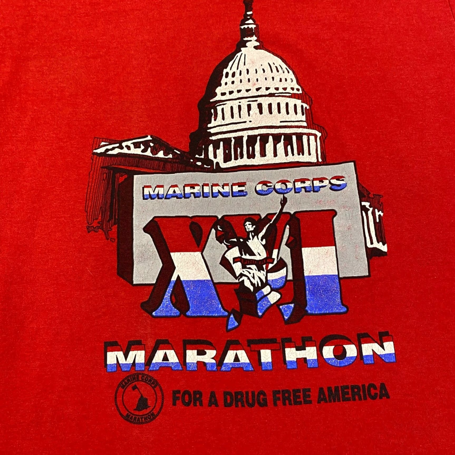 Vintage VINTAGE USMC Shirt Mens Large Red Marine Corps Marathon Drug Free USA 90s Single Size US L / EU 52-54 / 3 - 2 Thumbnail