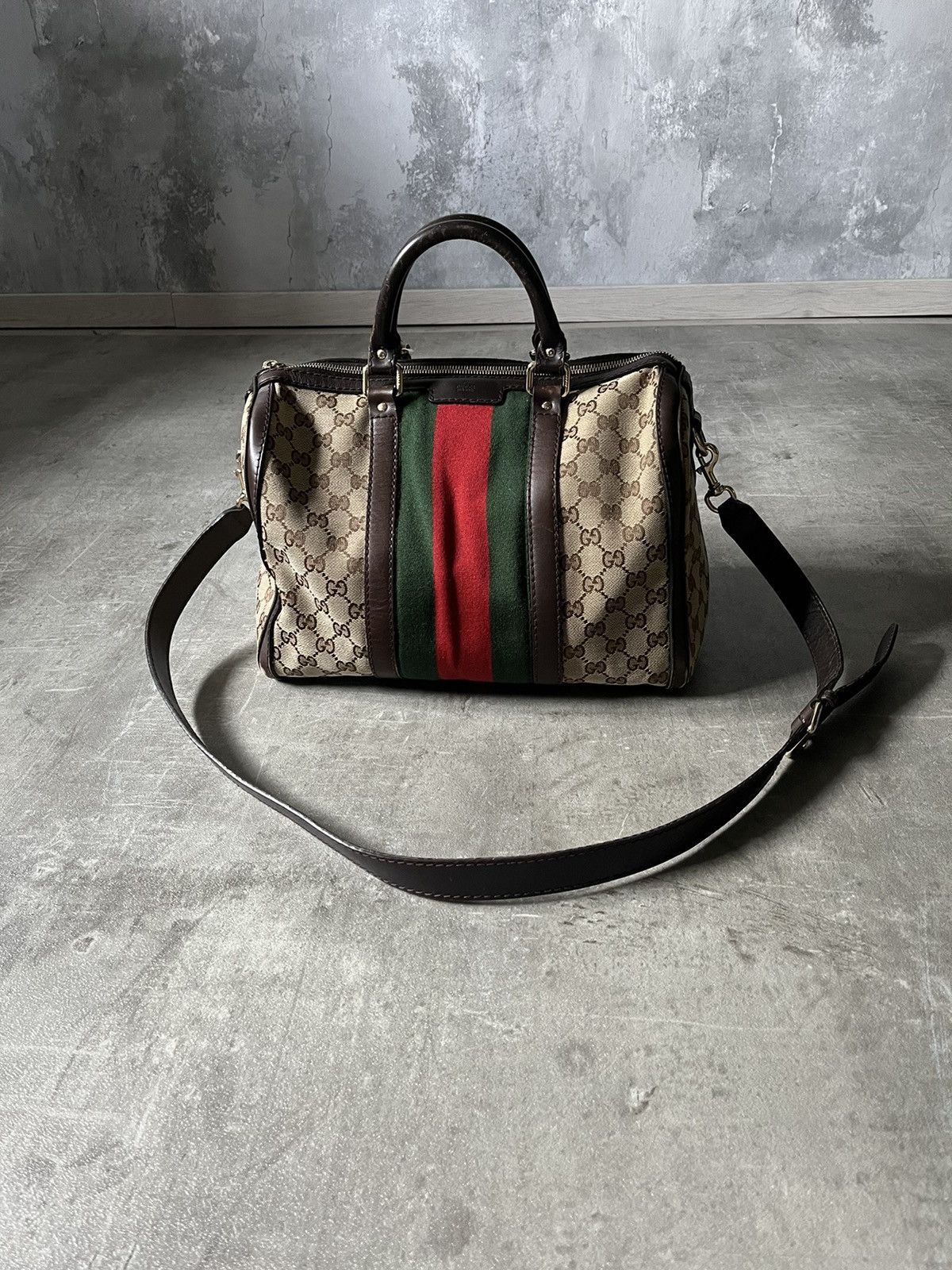 Gucci Vintage Gucci Boston bag leather beige brown Size ONE SIZE - 1 Thumbnail