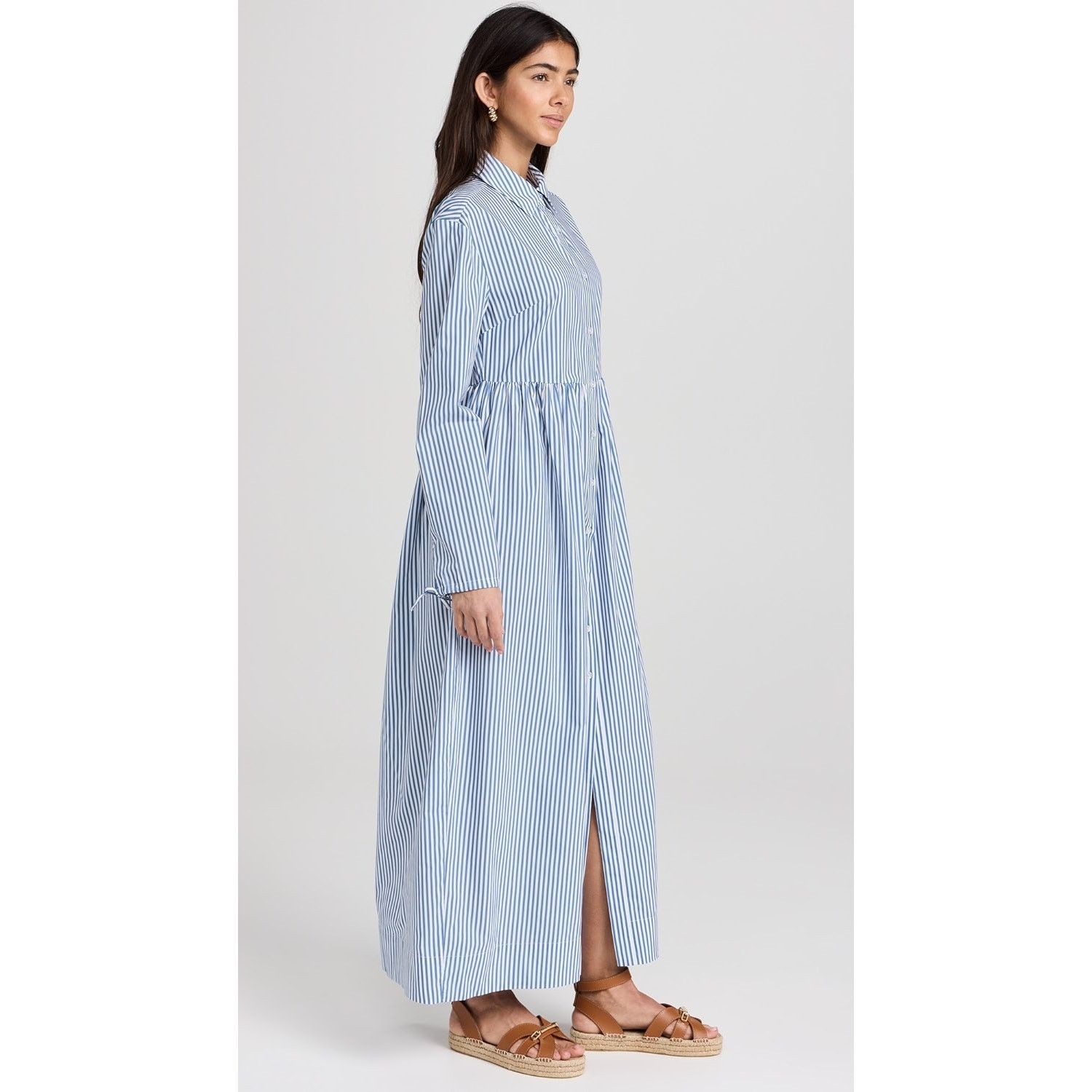 Onia New ONIA Beach Stripe Poplin Maxi Shirtdress $285 LARGE Size L / US 10 / IT 46 - 3 Thumbnail