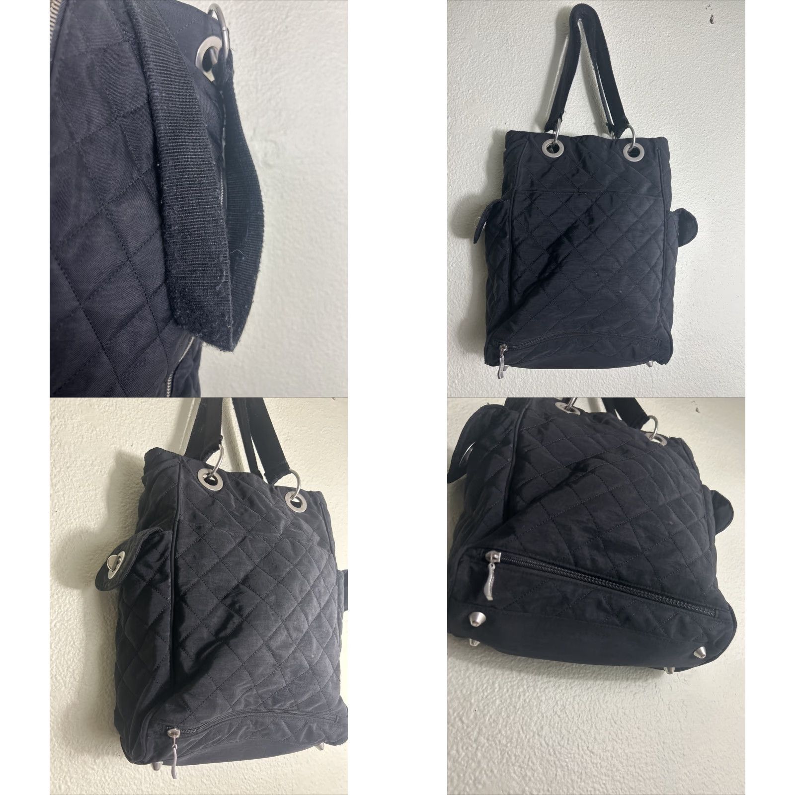 Vintage Baggallini Quilted Shoulder Large Tote Bag Black Nylon Zippers Travel Women Size ONE SIZE - 8 Thumbnail