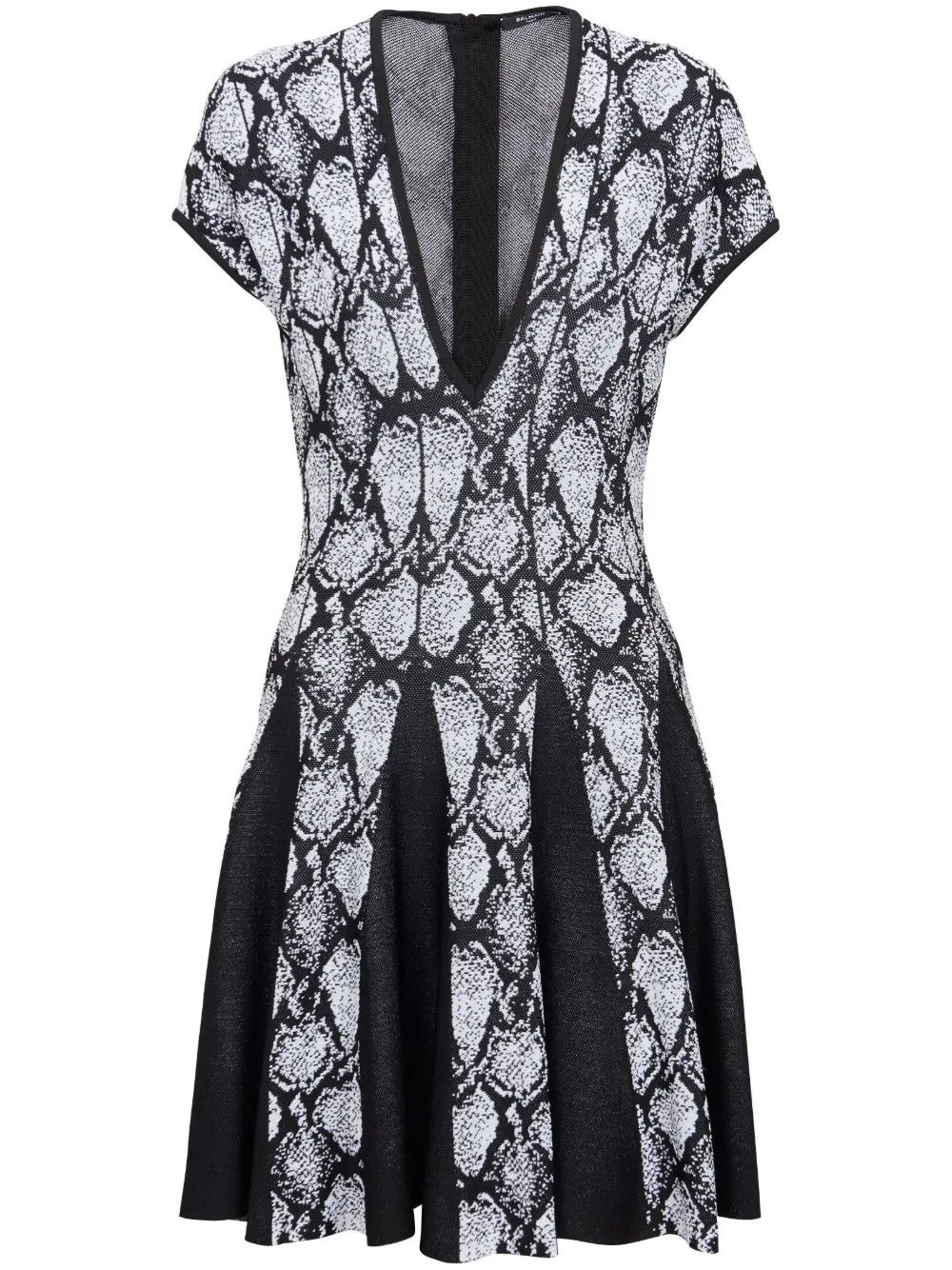 Balmain o1s1wg110825 Python Jacquard Knitted Dress in Black/White Size M / US 6-8 / IT 42-44 - 1 Thumbnail