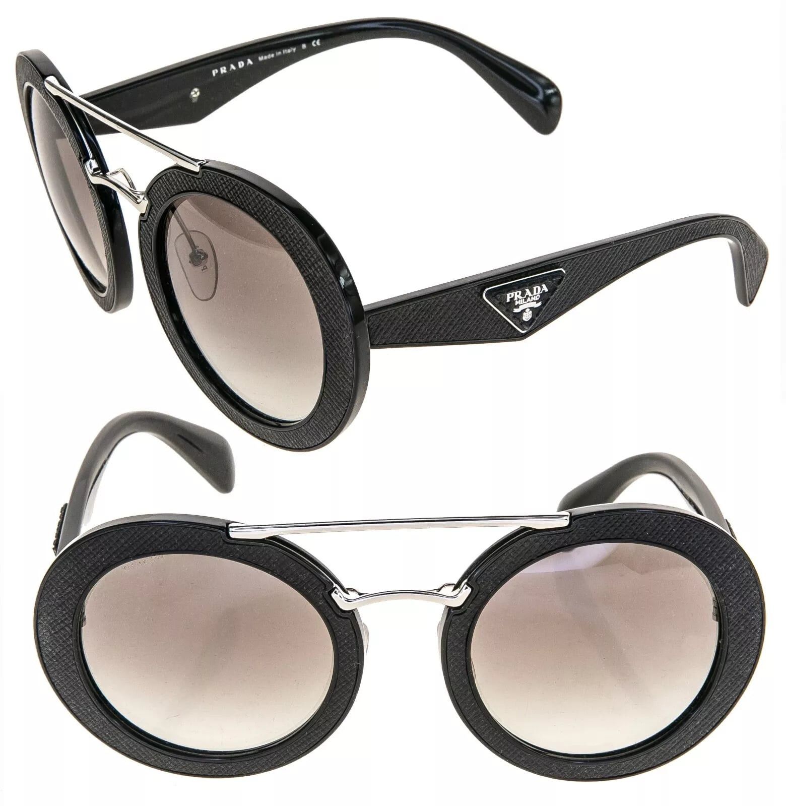 Prada PRADA 15S Cinema ORNATE SAFFIANO PR15SS Black Sunglasses Size ONE SIZE - 1 Thumbnail