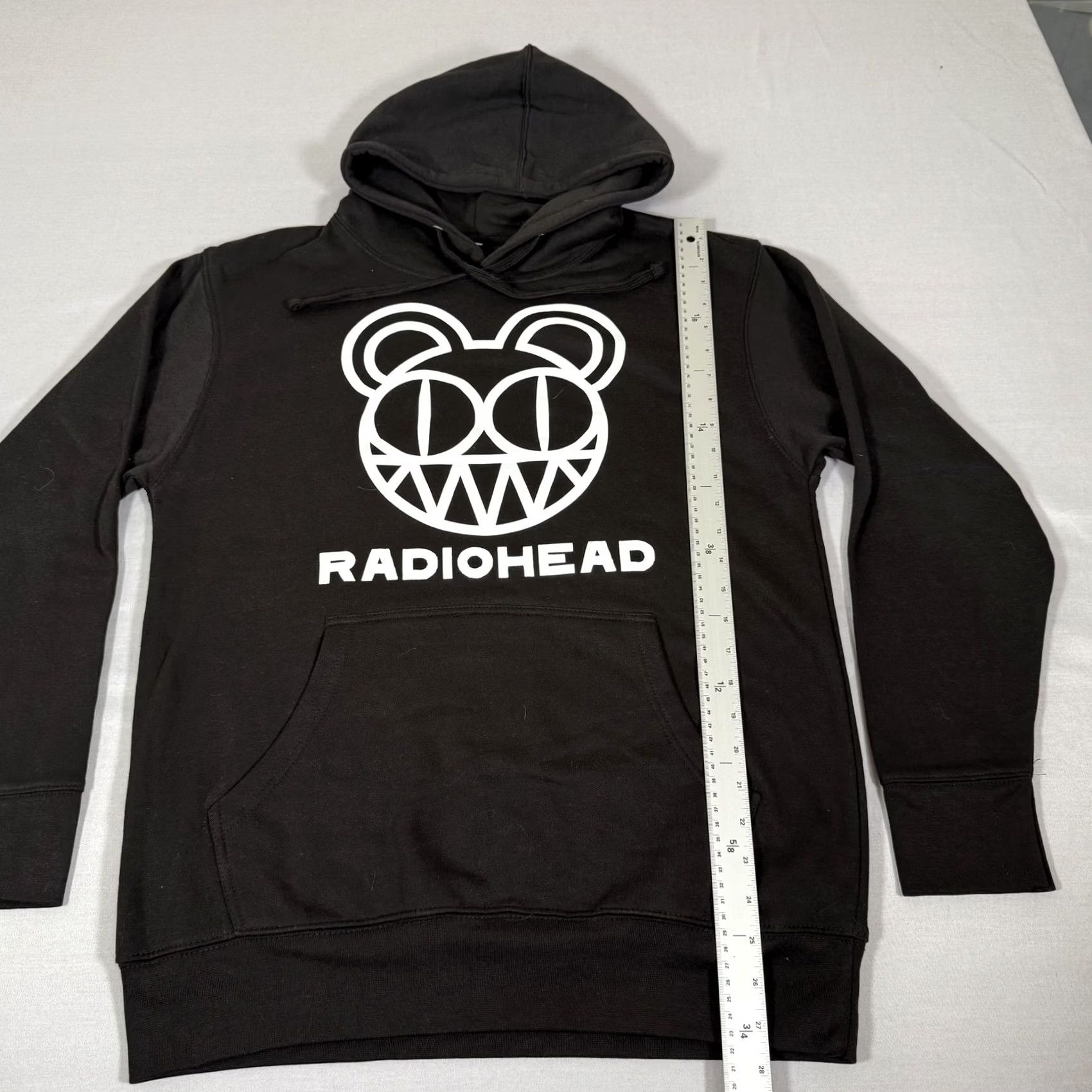 Vintage Radiohead Hoodie Mens M Black Pullover Graphic Print Kangaroo Pocket Lined Band Music Bearhead Fleece Size US M / EU 48-50 / 2 - 5 Thumbnail