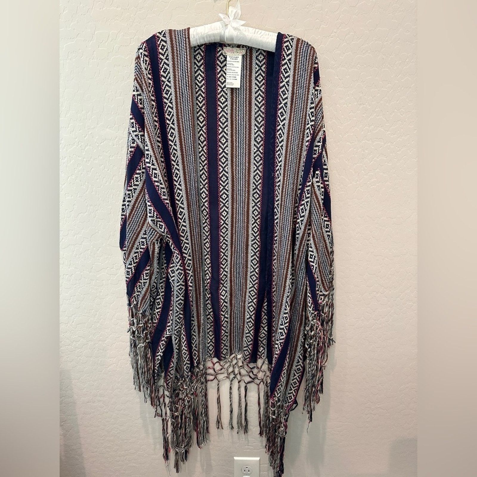 Free People FREE PEOPLE Fiesta Shimmer Stripe Boho Hippie Kimono Size ONE SIZE - 3 Thumbnail
