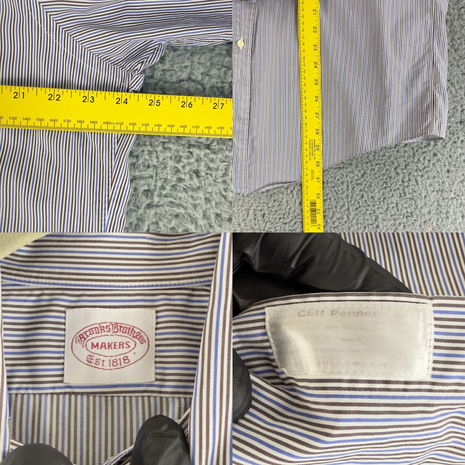 Brooks Brothers Brooks Brothers Makers Button Down Shirt Mens XL Blue Brown Stripe Long Sleeve Size US XL / EU 56 / 4 - 8 Thumbnail