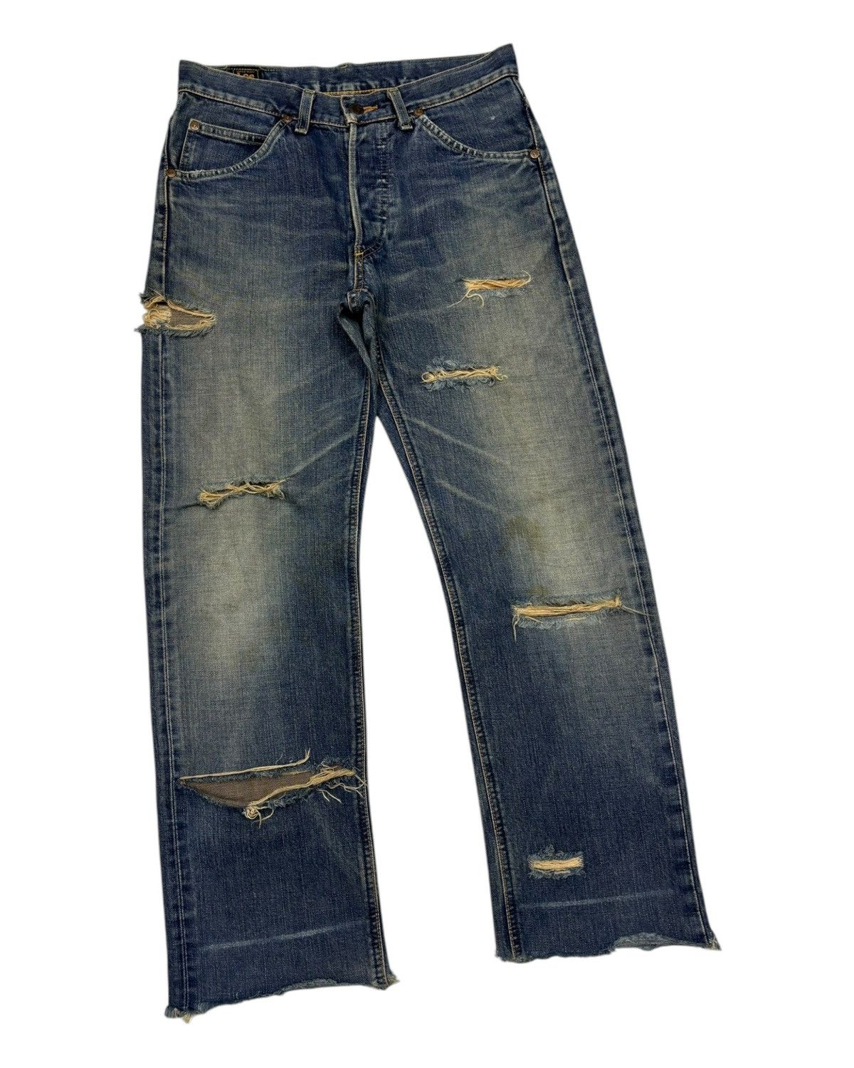 Lee Vintage Lee THRASHED Distressed Selvedge Denim Jeans Size US 30 / EU 46 - 5 Thumbnail
