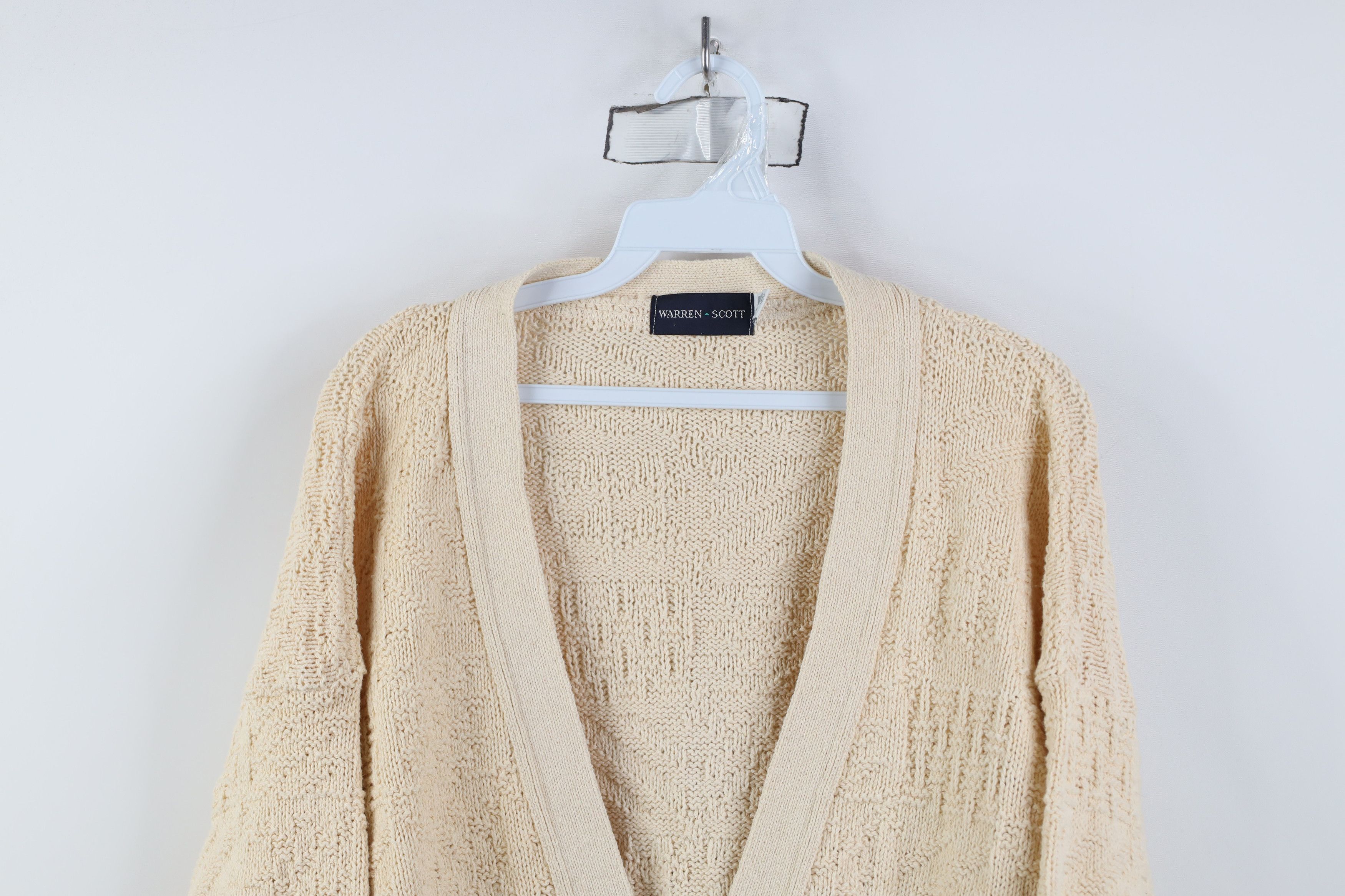 Vintage Vintage 90s Streetwear Geometric Cardigan Sweater Beige USA Size US XL / EU 56 / 4 - 2 Thumbnail