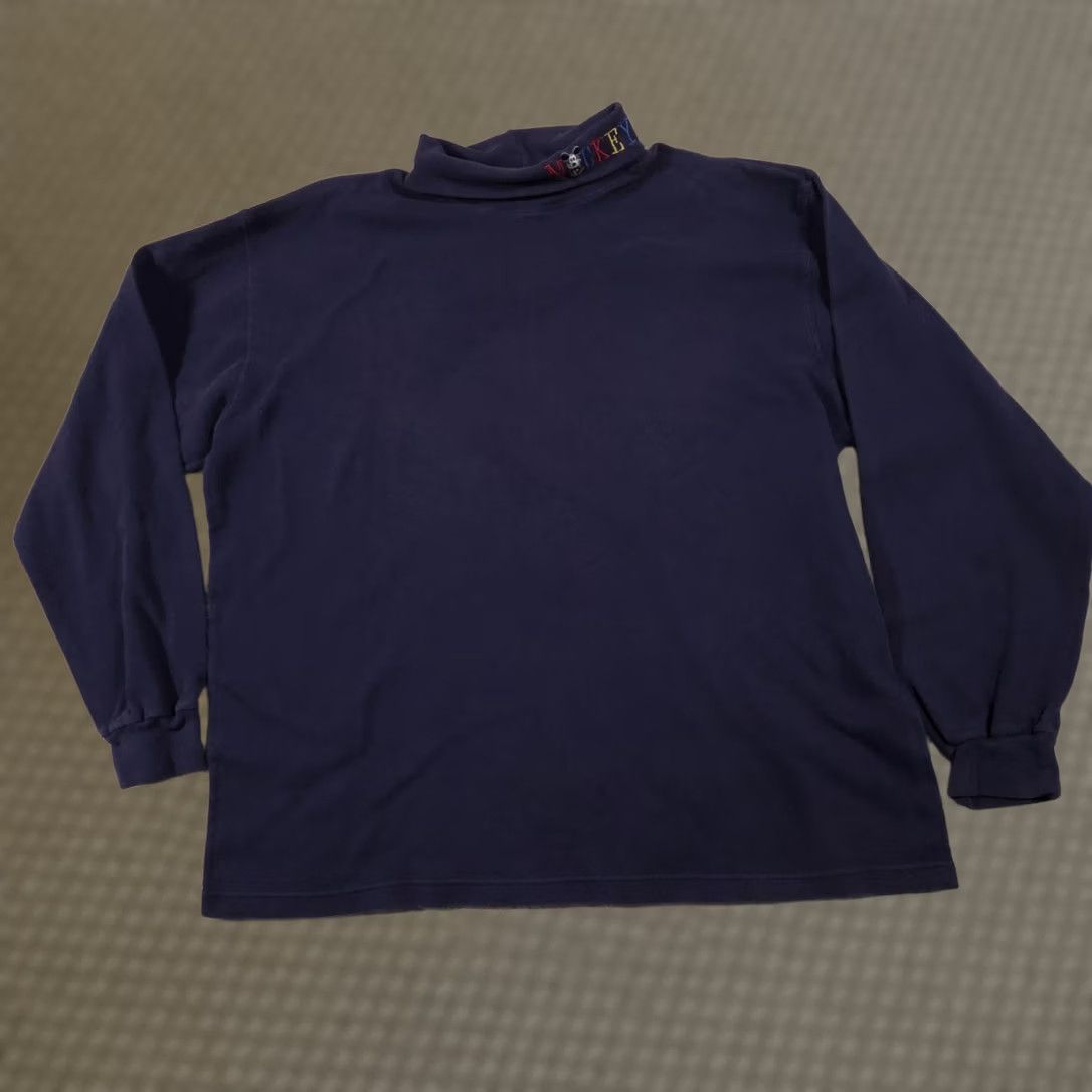 Disney VINTAGE Disney Mickey & Co Sweatshirt Mens XL Navy Mock Neck 90s Style Embroidered Logo Cotton Pullover Size US XL / EU 56 / 4 - 1 Thumbnail