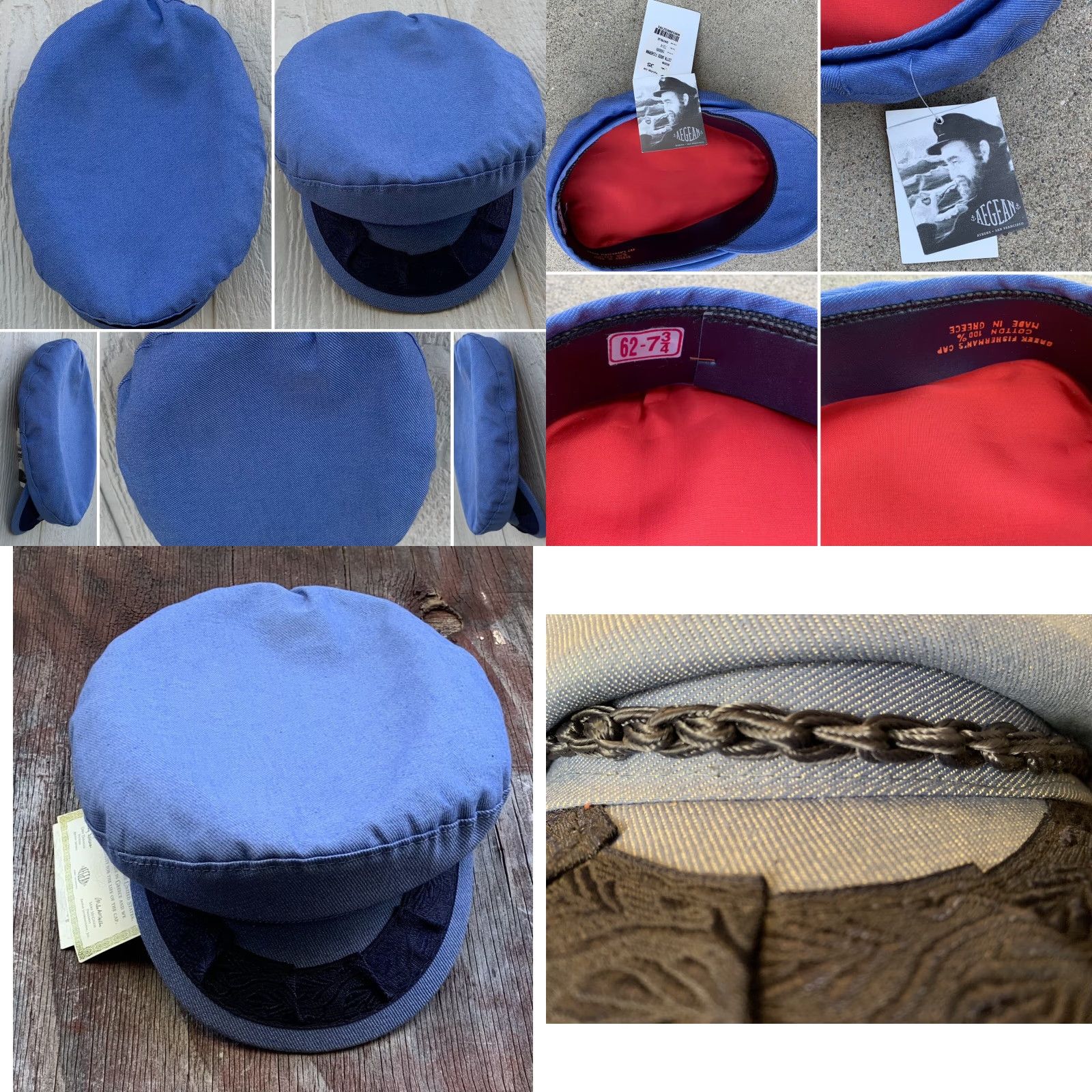Denime Aegean Greek Fisherman’s Cap Denim Blue 100% Cotton 7 3/4 Made in Greece Navy Blue Mens Cap Size ONE SIZE - 8 Thumbnail