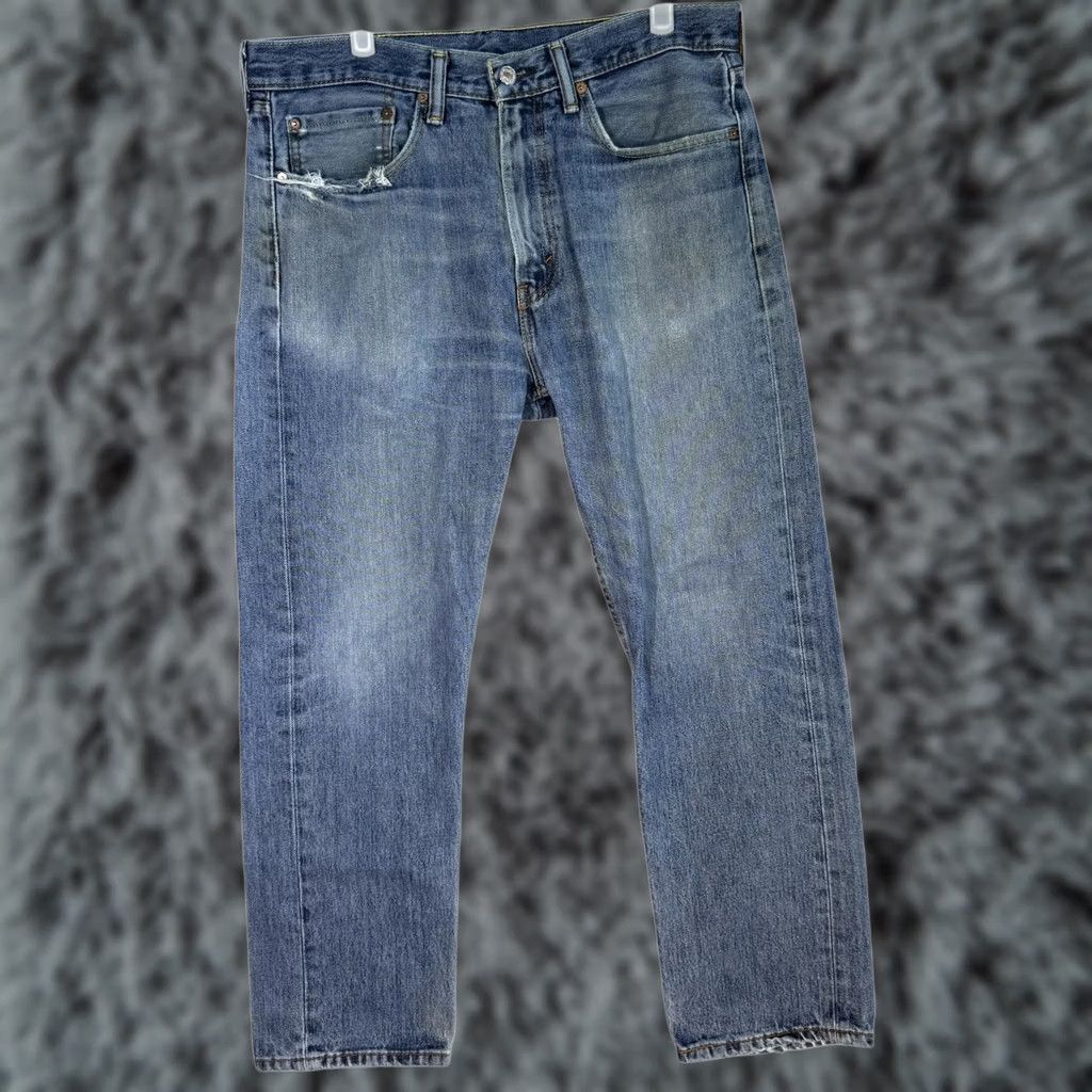 Levi's VINTAGE Levi's 505 Jeans Mens 34x29 Blue Denim Distressed Straight Leg Medium Wash Pants Size US 34 / EU 50 - 1 Thumbnail