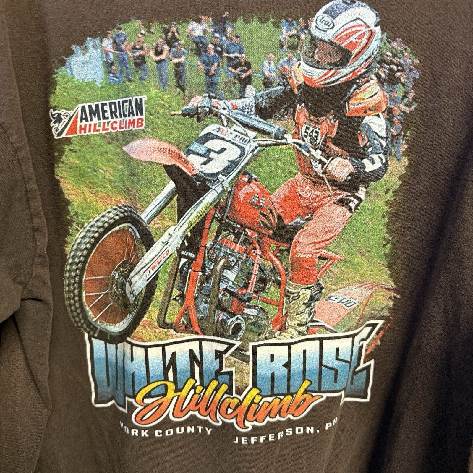 Vintage American Hillclimb Dirtbike T Shirt Brown Long Sleeve Size US XL / EU 56 / 4 - 11 Thumbnail