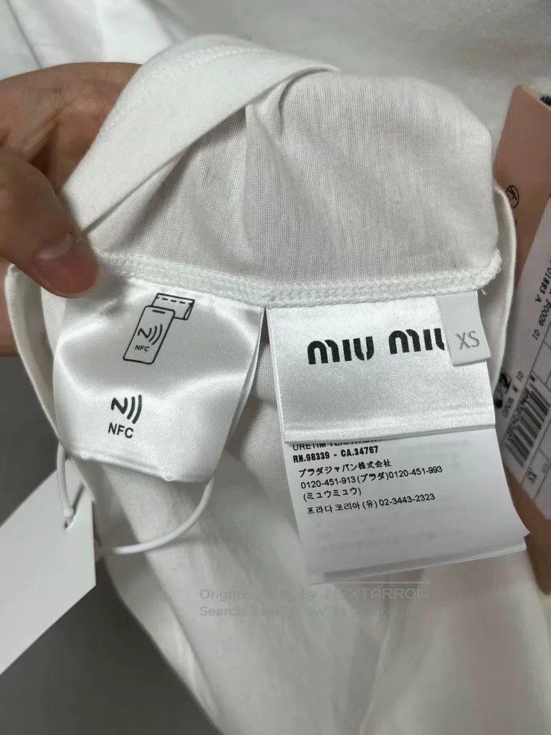 Miu Miu Miu Miu Size XS Embroidered logo short sleeve Size XS / US 0-2 / IT 36-38 - 4 Thumbnail
