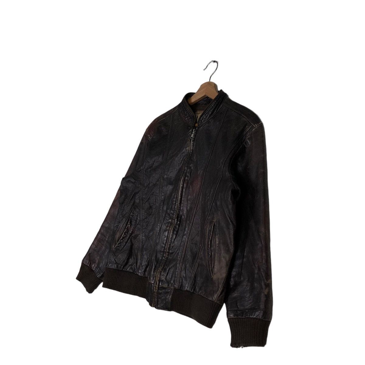 Japanese Brand 🔥Vtg Leather Jacket Three Man Japan Issey Miyake Japan Size US L / EU 52-54 / 3 - 2 Thumbnail