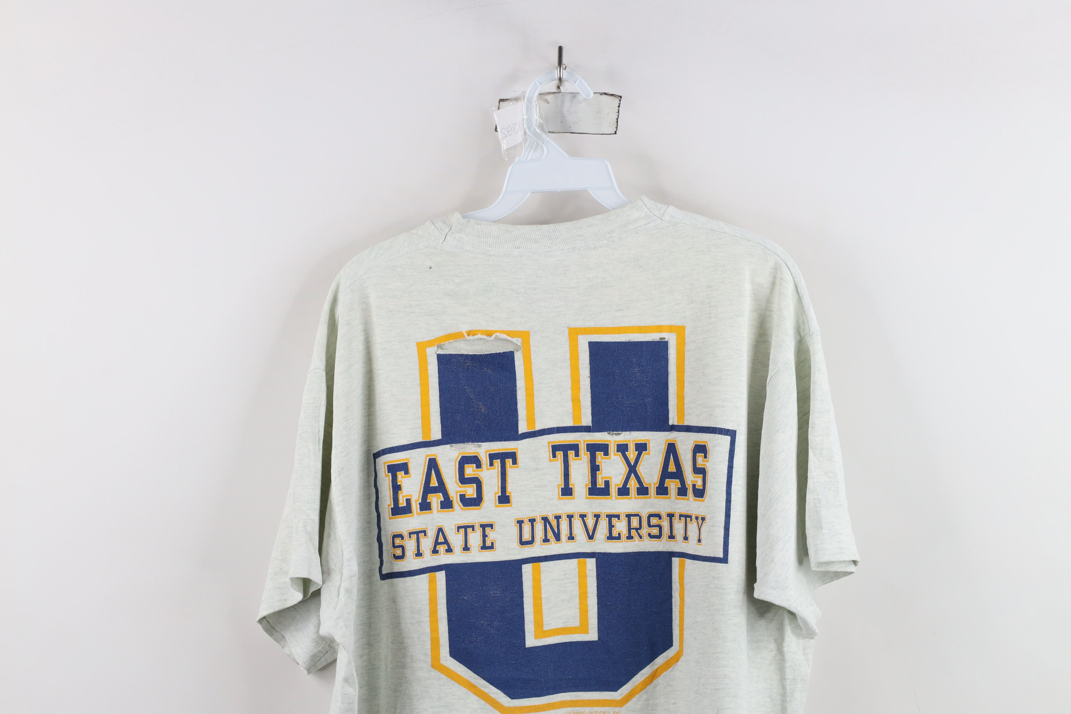Vintage Vintage 90s East Texas State University T-Shirt Heather Gray Size US XL / EU 56 / 4 - 13 Thumbnail