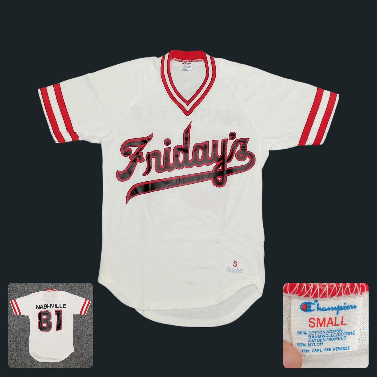 Champion Champion | Vintage 1981 TGI Fridays Baseball Jersey Size S / US 4 / IT 40 - 1 Thumbnail