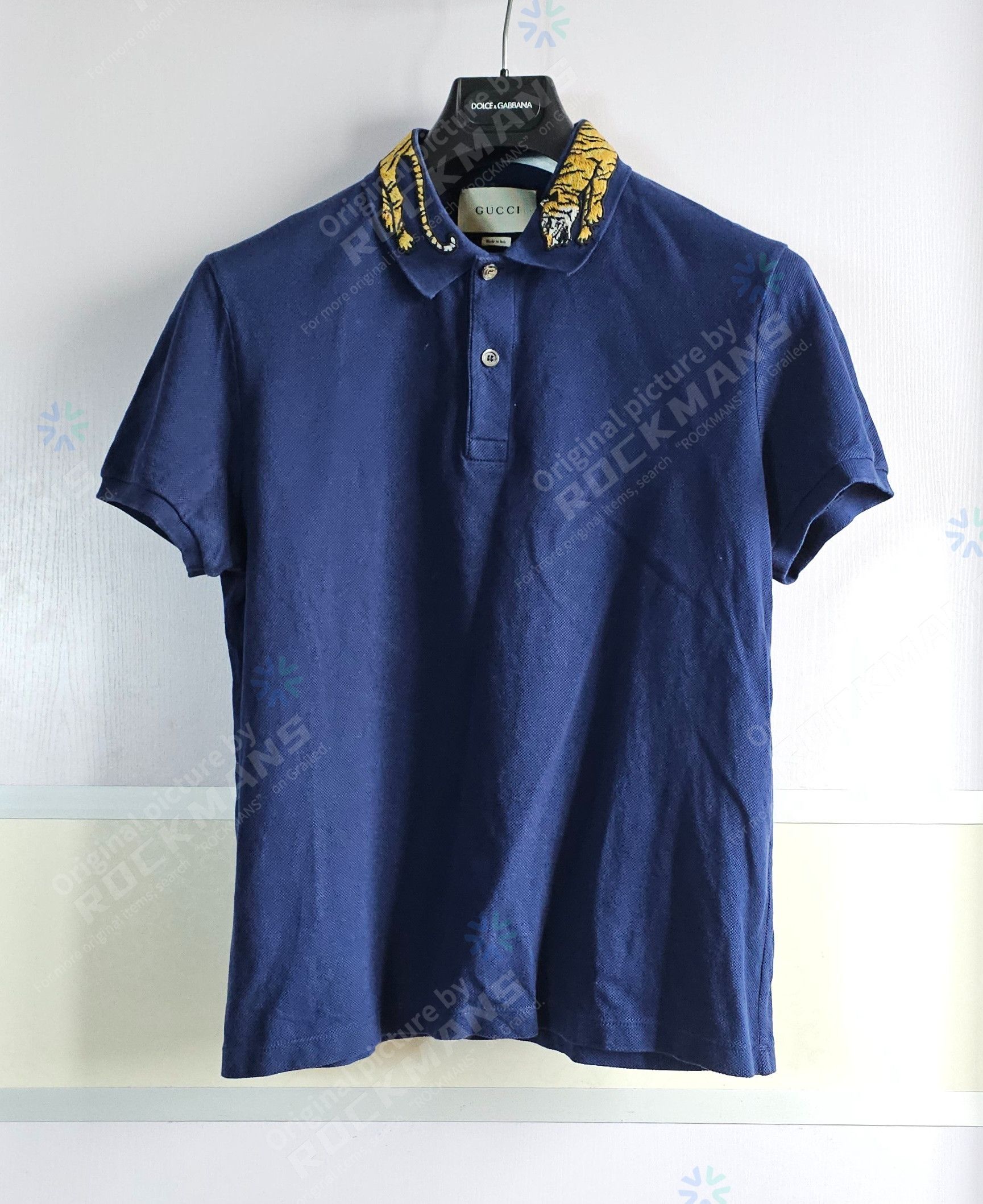 Gucci Gucci Navy Tiger Polo Size L Like M Size US L / EU 52-54 / 3 - 2 Thumbnail