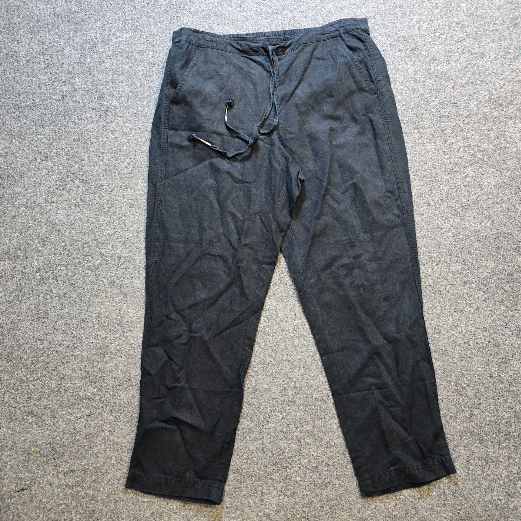 J.Crew VINTAGE J. CREW Pants Womens Size Large Tall Black Linen Blend Tapered Drawstring Casual Size 36" / US 14 / IT 50 - 2 Thumbnail