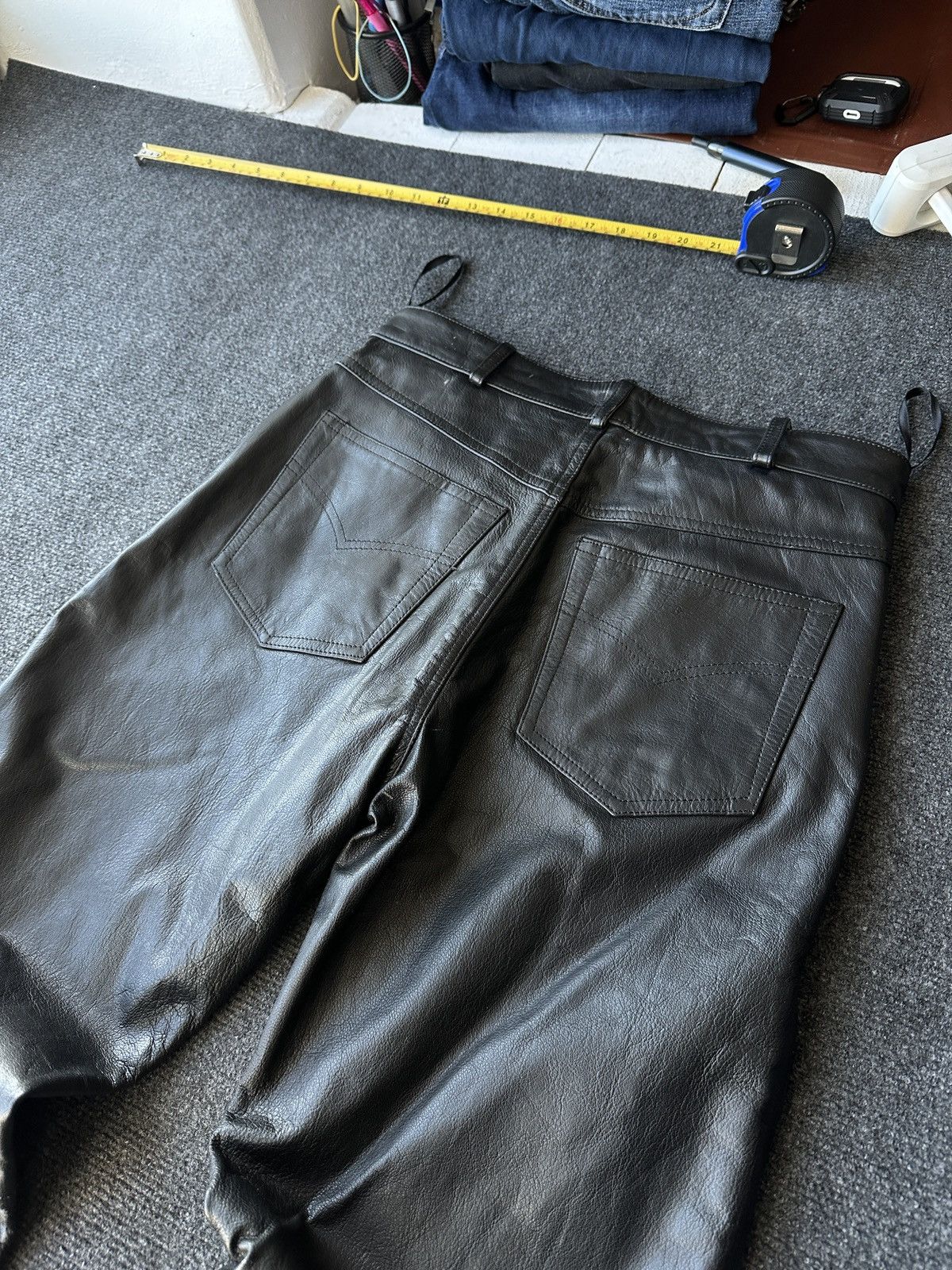 Leather 🚨GRAIL LEATHER PANTS RACING VNTG Cowboy Biker Leather Pants Size US 30 / EU 46 - 16 Thumbnail