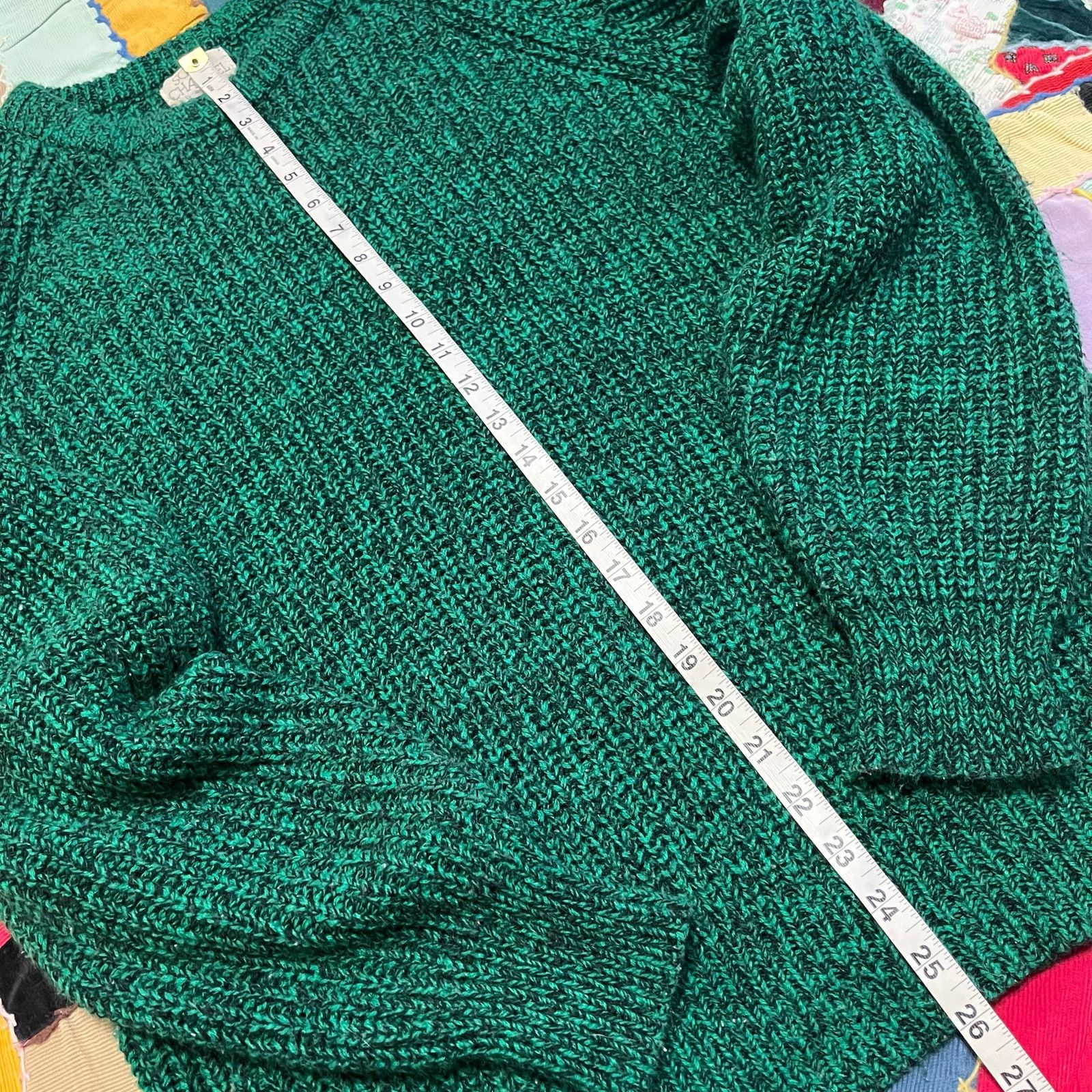 Other Vintage South Channel Green w/ Black Tightly Knitted Sweater Size US L / EU 52-54 / 3 - 4 Thumbnail