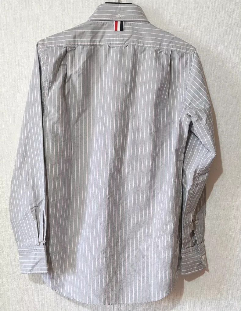 Thom Browne Thom Browne Gray Striped Oxford Shirt- dmc Size US S / EU 44-46 / 1 - 1 Thumbnail