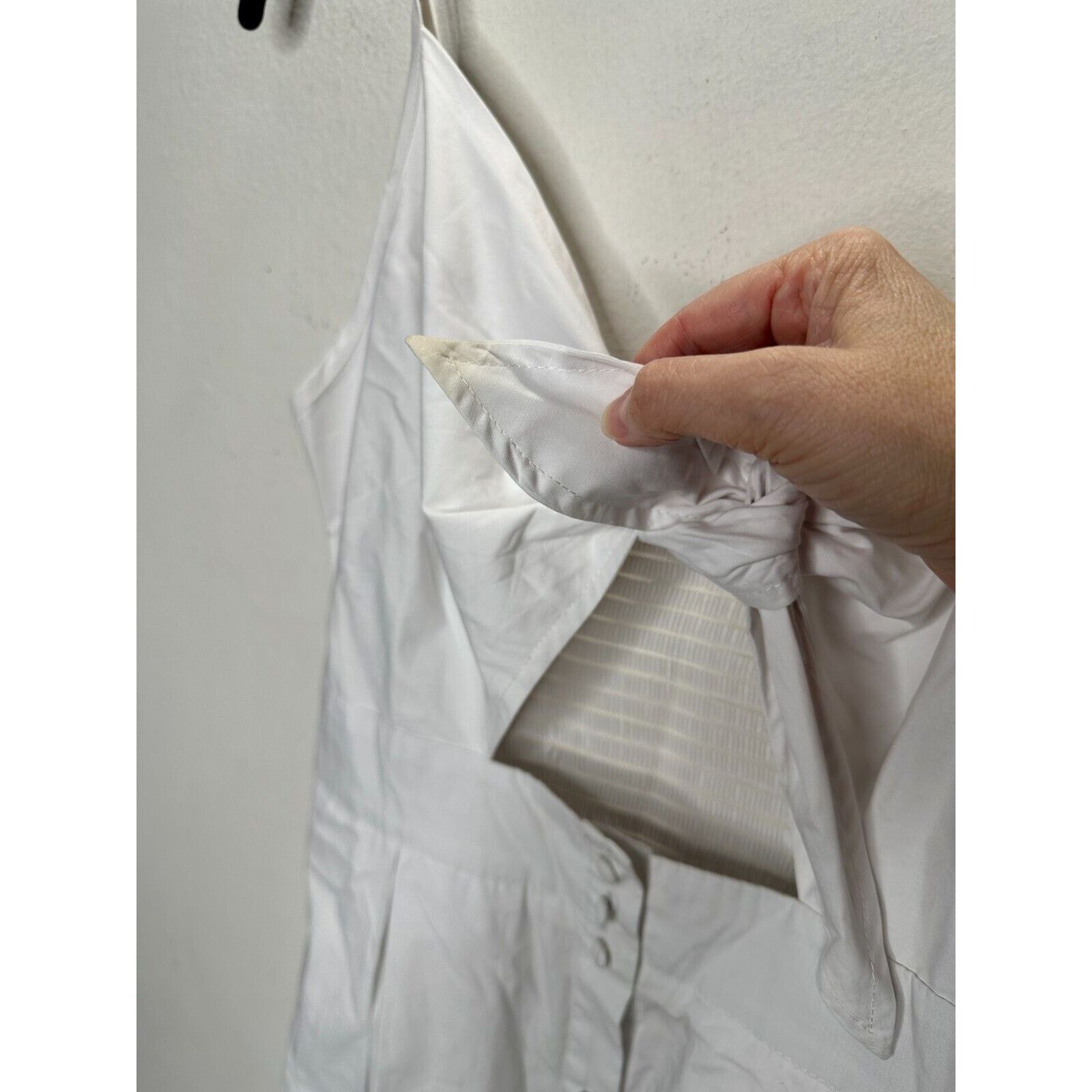 Other White Front Tie Spaghetti Strap Open Front Button Dress M Size M / US 6-8 / IT 42-44 - 7 Thumbnail