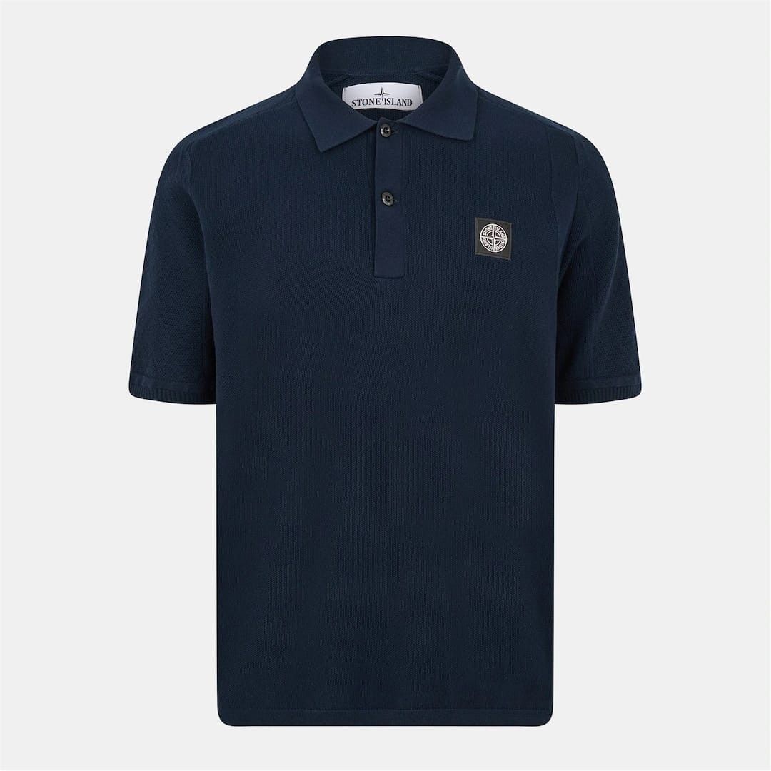 Stone Island o1g2r1mq0526 Compass Patch Knit Polo Shirt in Blue Size US M / EU 48-50 / 2 - 1 Thumbnail