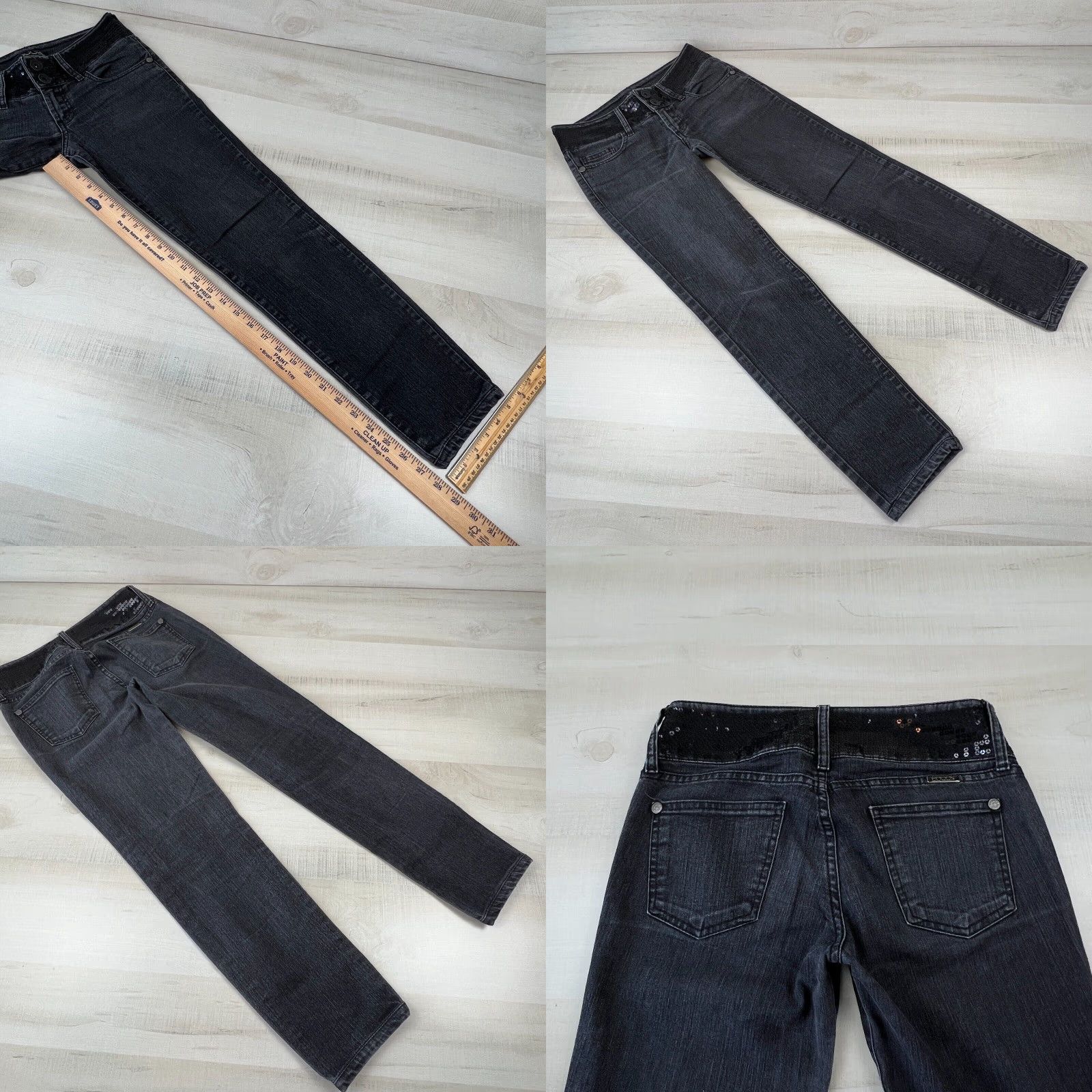 Vintage Equus Womens Black Sequin Low Rise Stretch Jeans Size 27 Size 27" / US 4 / IT 40 - 8 Thumbnail