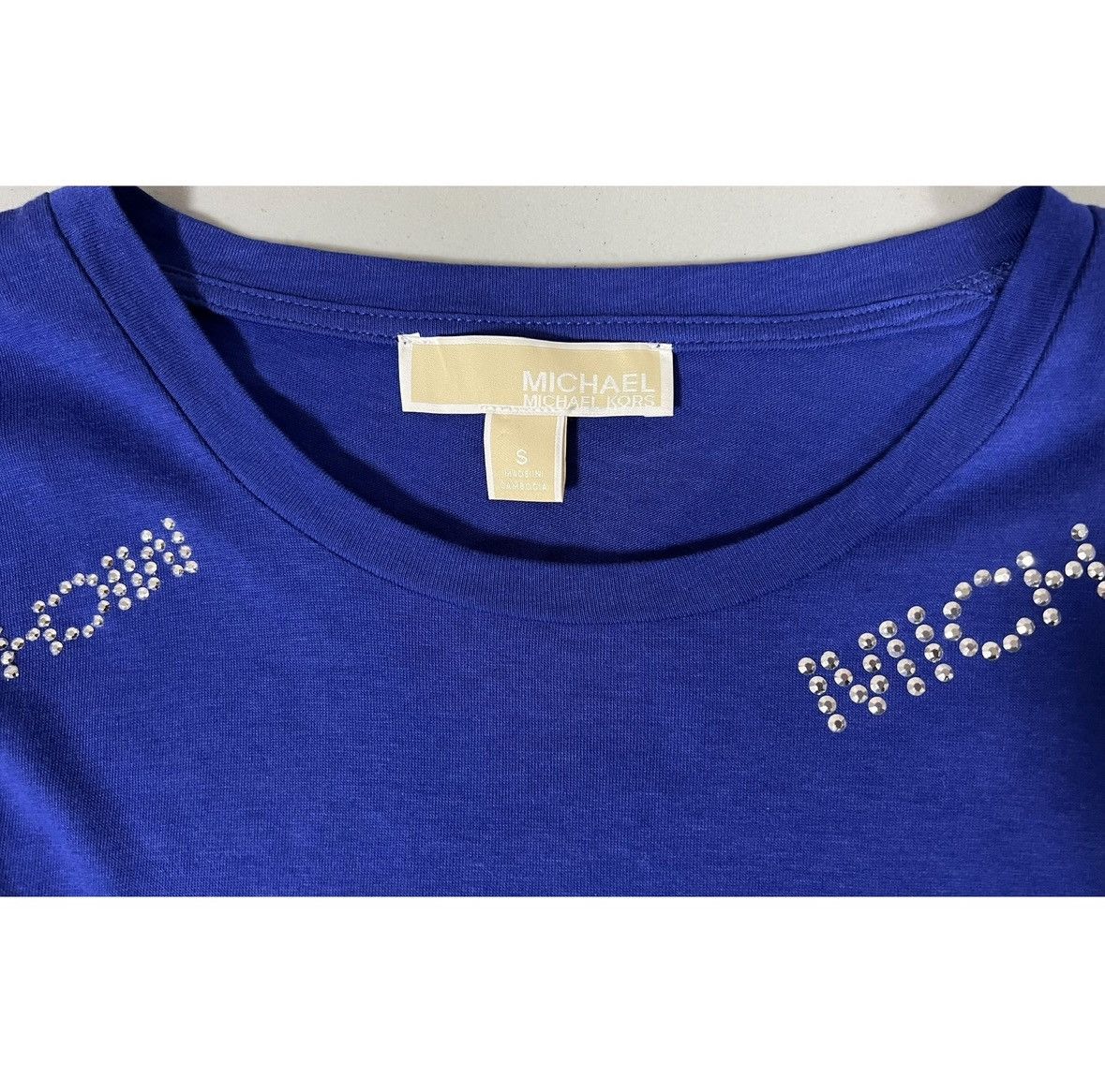 Michael Kors Michael Kors Blue Diamond Logo Shirt Top Blouse Tee Size S 💎 Size S / US 4 / IT 40 - 5 Thumbnail