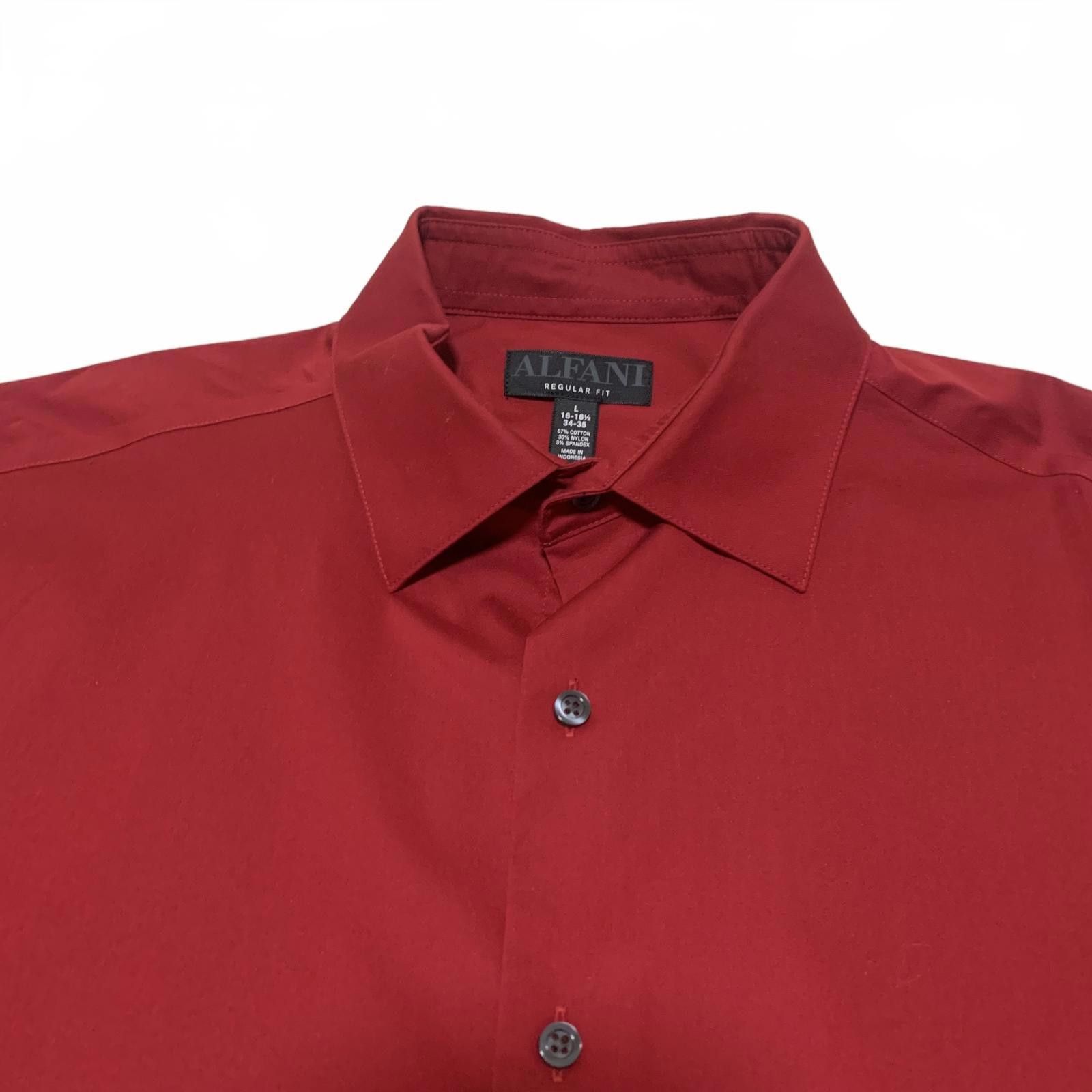 Alfani Alfani Men's L 16-16.5 Red Long Sleeve Dress Shirt Size 42R - 8 Thumbnail