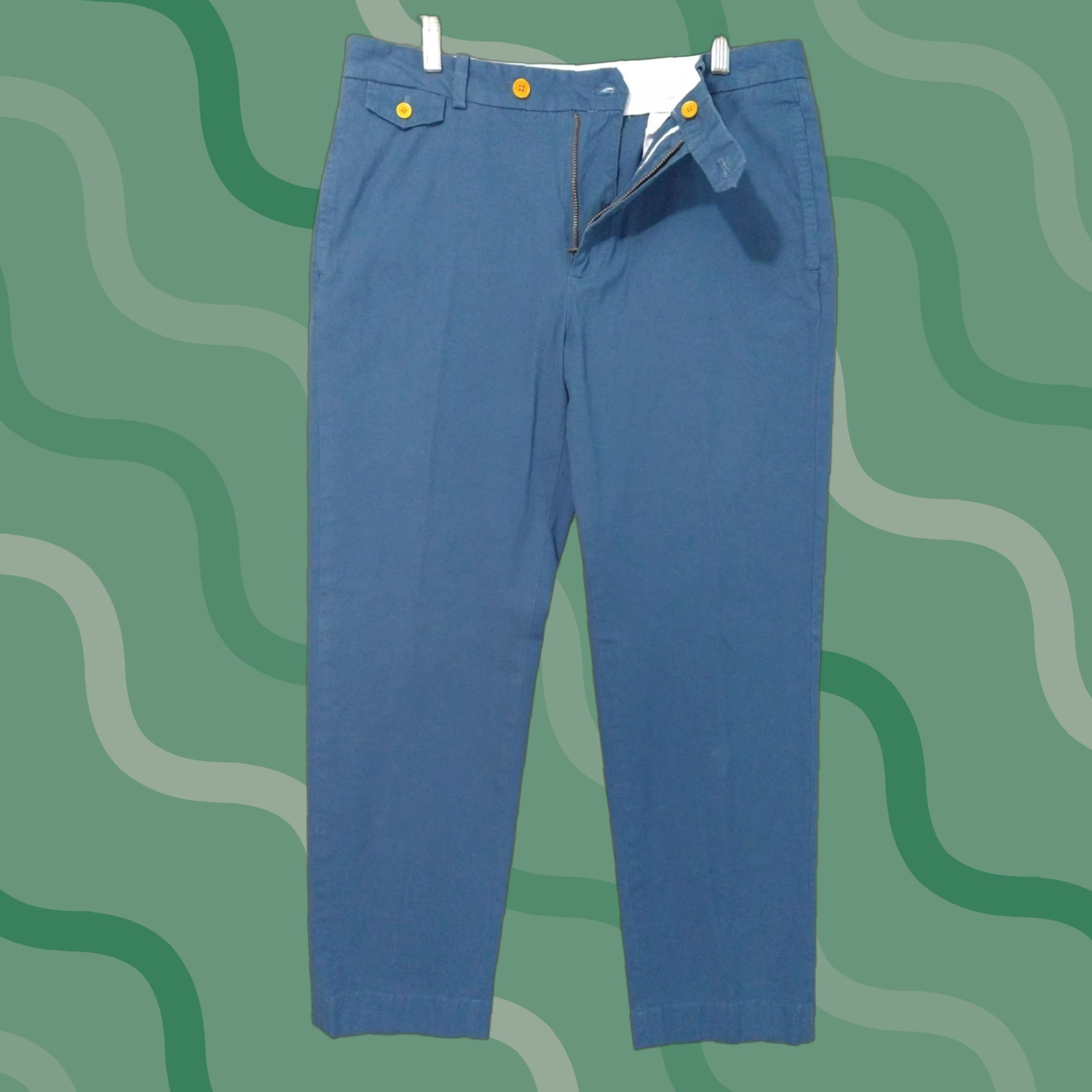 Brooks Brothers Brooks Brothers Pants Mens 36x32 Chino Flat Front Regular Blue 100% Cotton Spandex Stretch Pocket Straight 34 Size US 36 / EU 52 - 1 Thumbnail