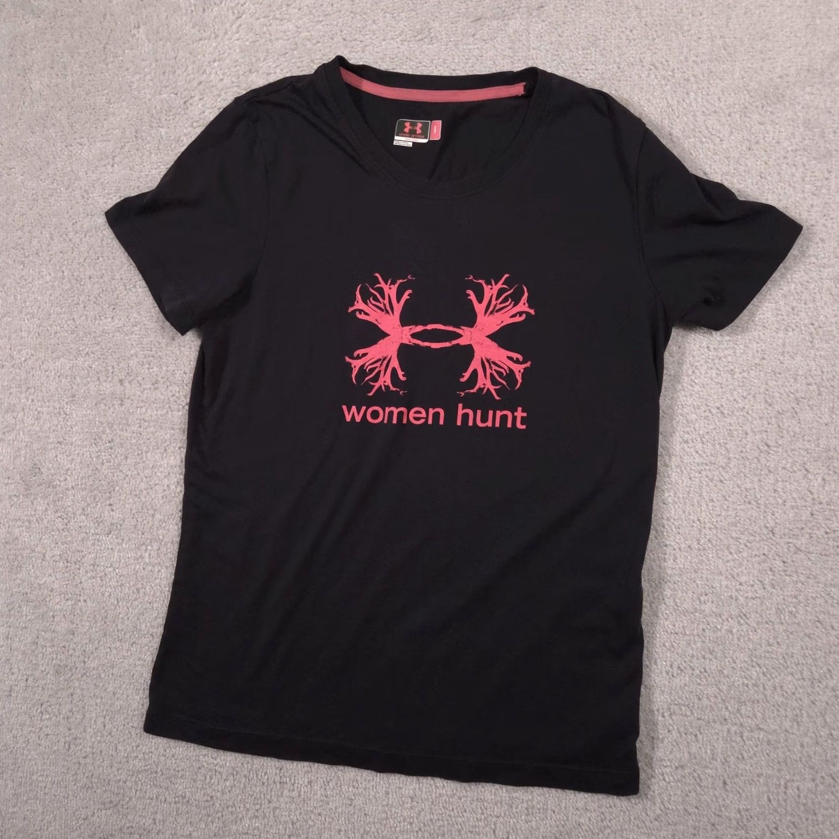 Under Armour Under Armour Shirt Womens Large Black Crew Neck Short Sleeve Women Hunt Deer Size L / US 10 / IT 46 - 2 Thumbnail