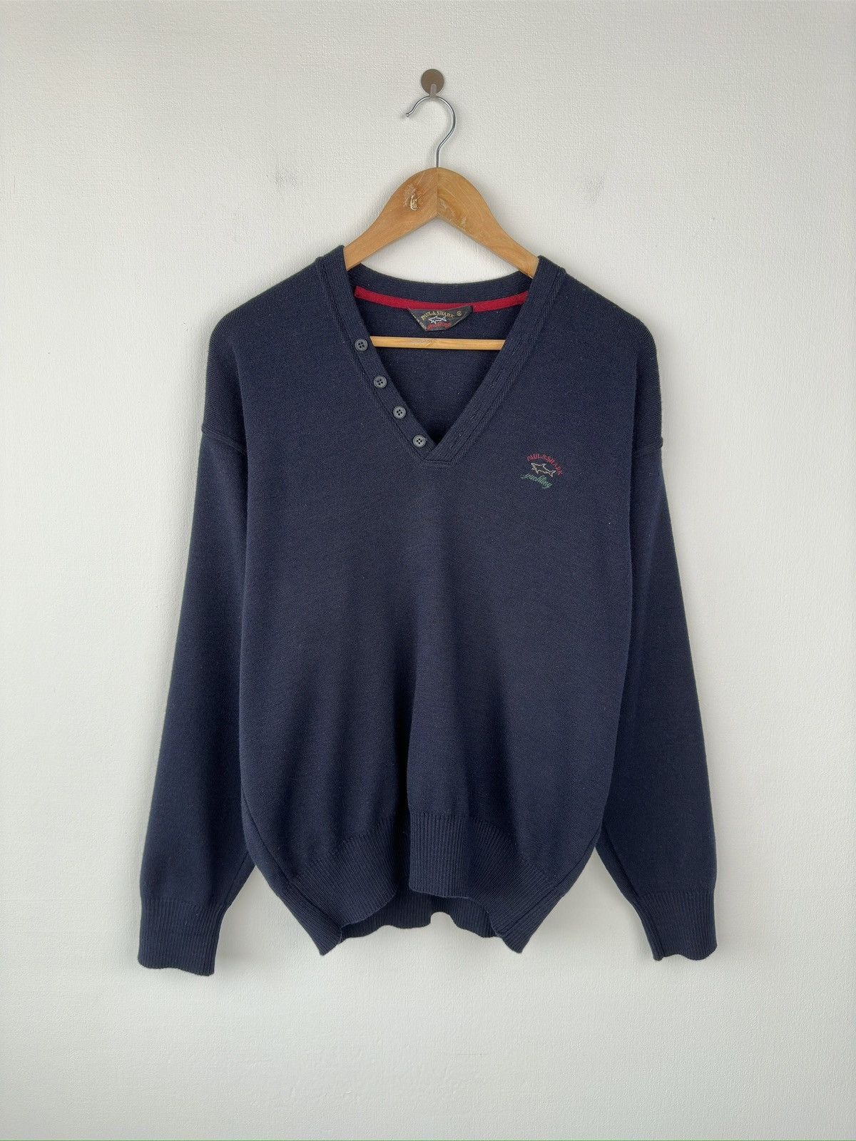 Paul & Shark Vintage PAUL & SHARK Wool Acrylic V-Neck Sweater Pullover Size US M / EU 48-50 / 2 - 1 Thumbnail